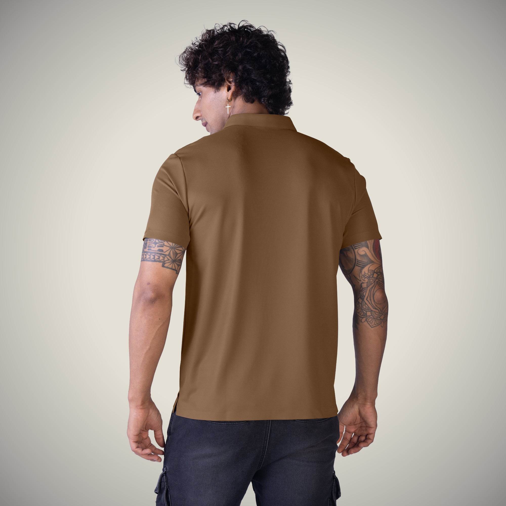 Hektor -Premium-Bonded- Hidden Button Polo - Bubble Checks T Shirt -Mens