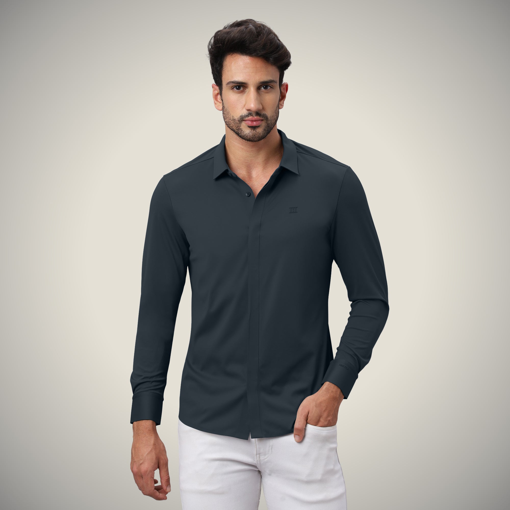 Hidden Button Shirt - Long Sleeve - Twill