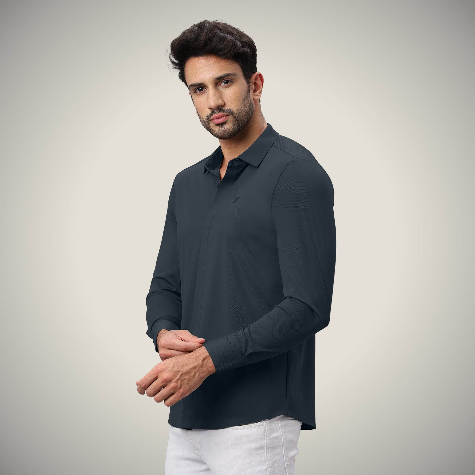 Hektor -Premium-Bonded- Hidden Button Shirt - Long Sleeve - Twill -Mens