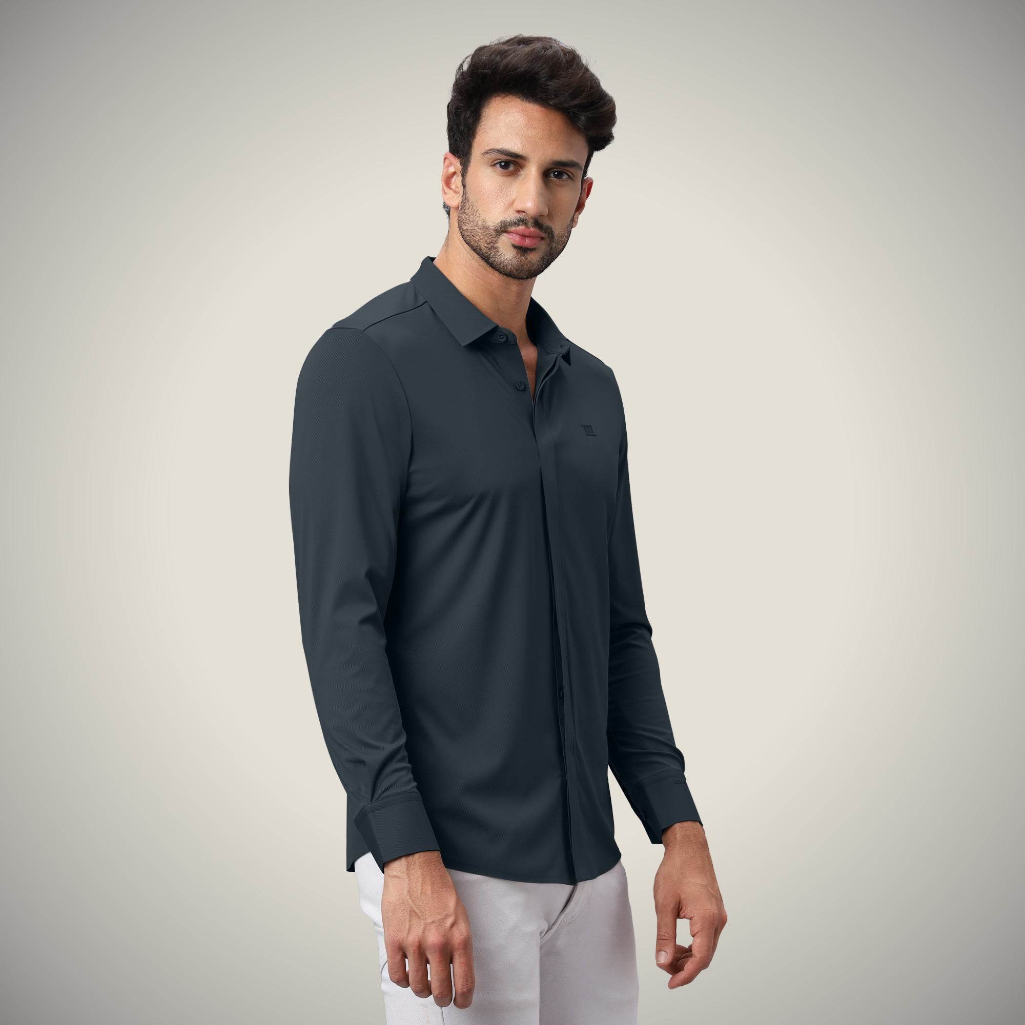 Hektor -Premium-Bonded- Hidden Button Shirt - Long Sleeve - Twill -Mens