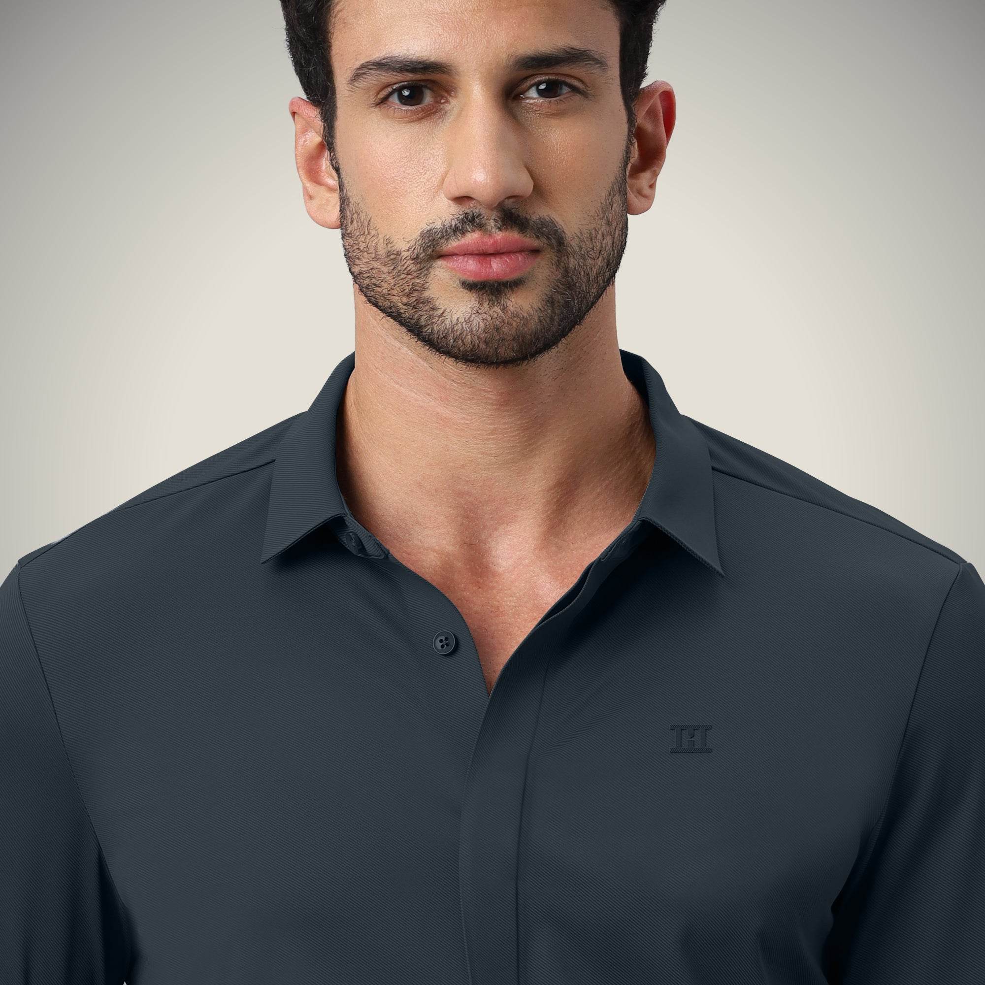 Hektor -Premium-Bonded- Hidden Button Shirt - Long Sleeve - Twill -Mens