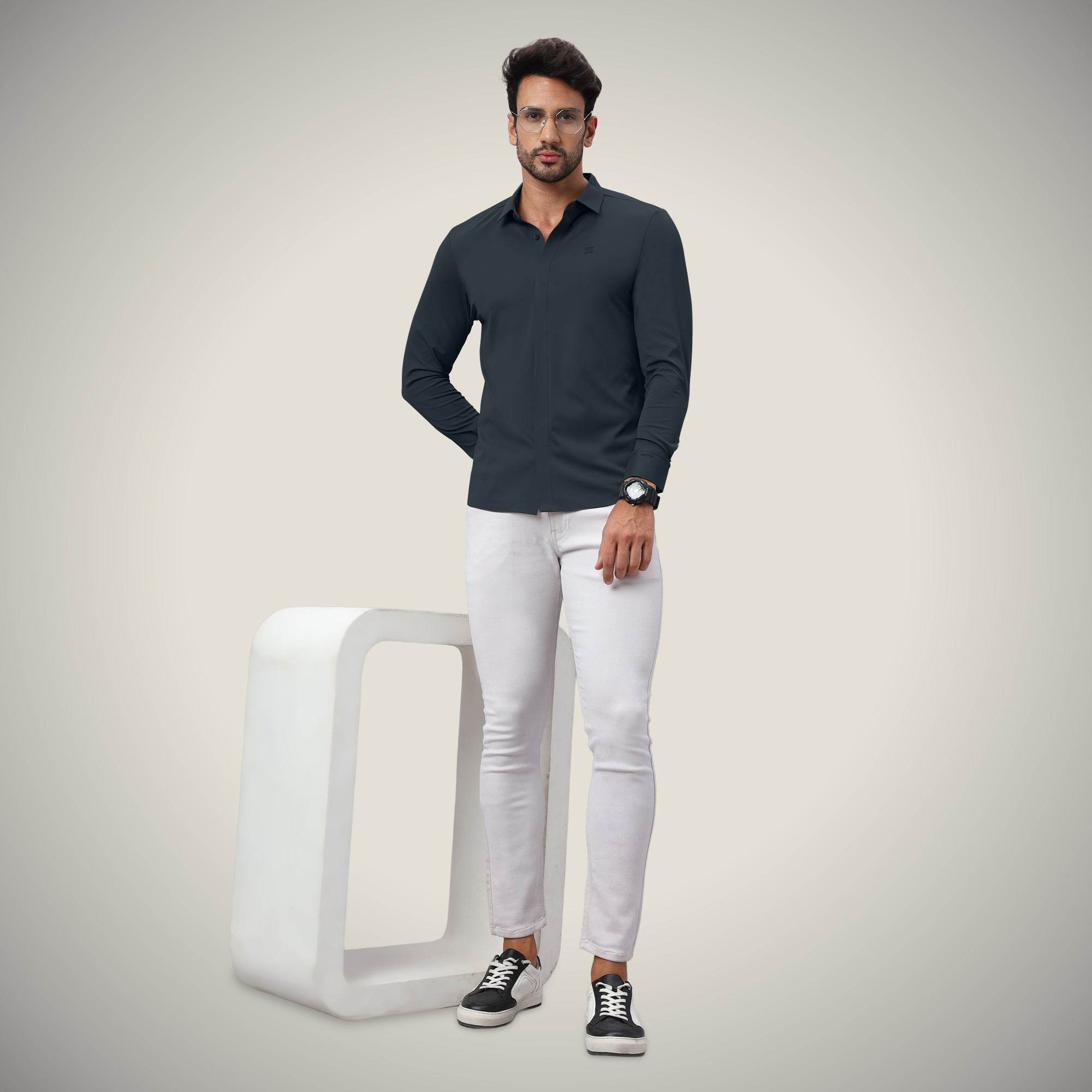 Hektor -Premium-Bonded- Hidden Button Shirt - Long Sleeve - Twill -Mens