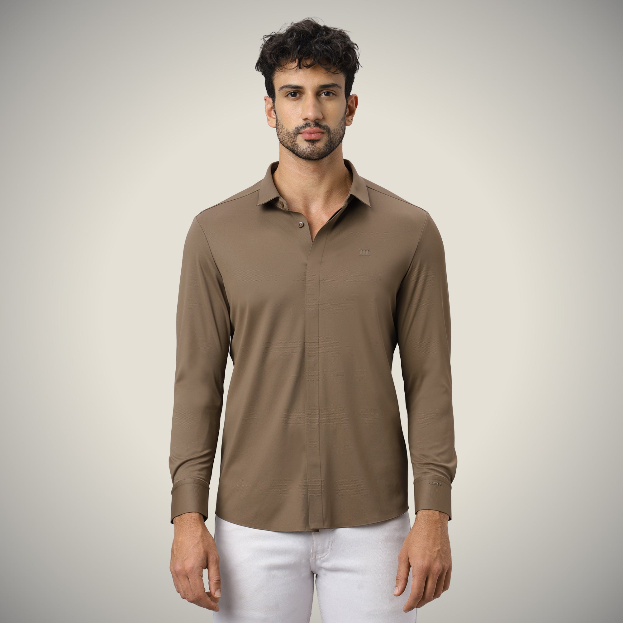 Hidden Button Shirt - Long Sleeve - Twill
