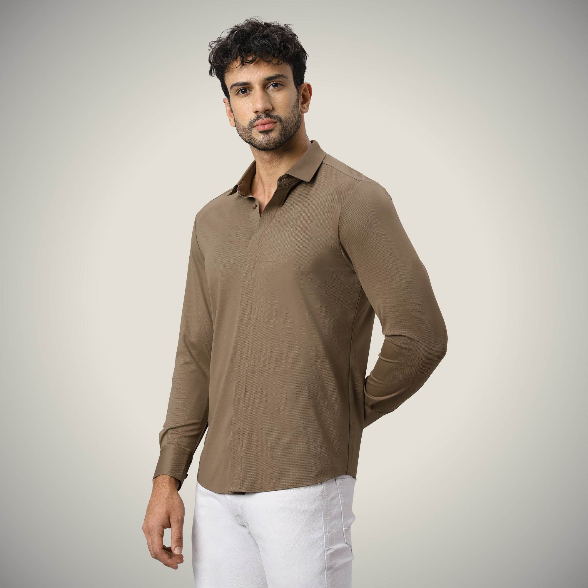 Hektor -Premium-Bonded- Hidden Button Shirt - Long Sleeve - Twill -Mens