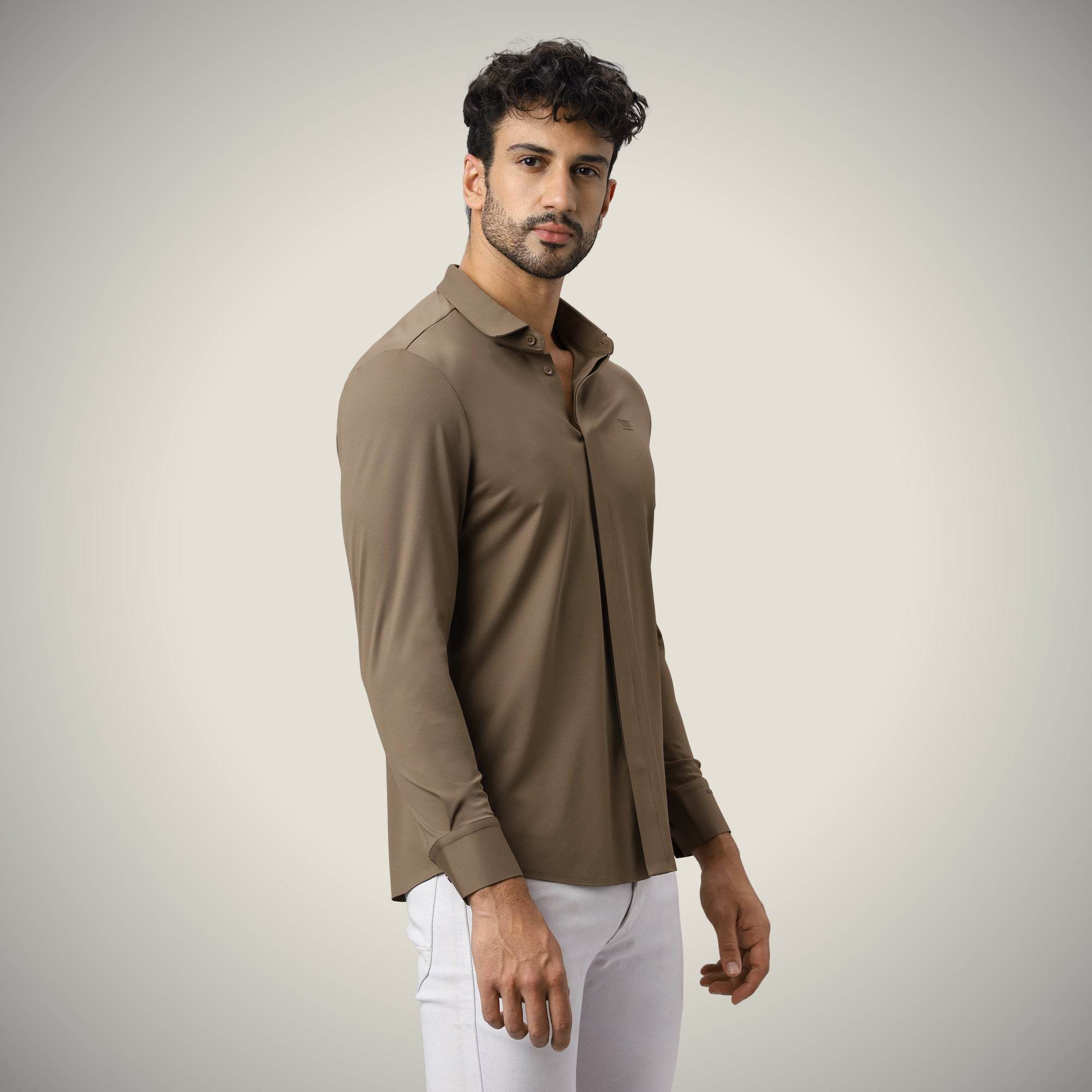 Hektor -Premium-Bonded- Hidden Button Shirt - Long Sleeve - Twill -Mens