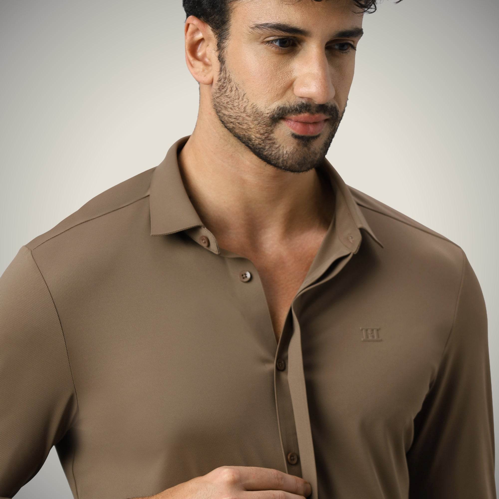 Hektor -Premium-Bonded- Hidden Button Shirt - Long Sleeve - Twill -Mens