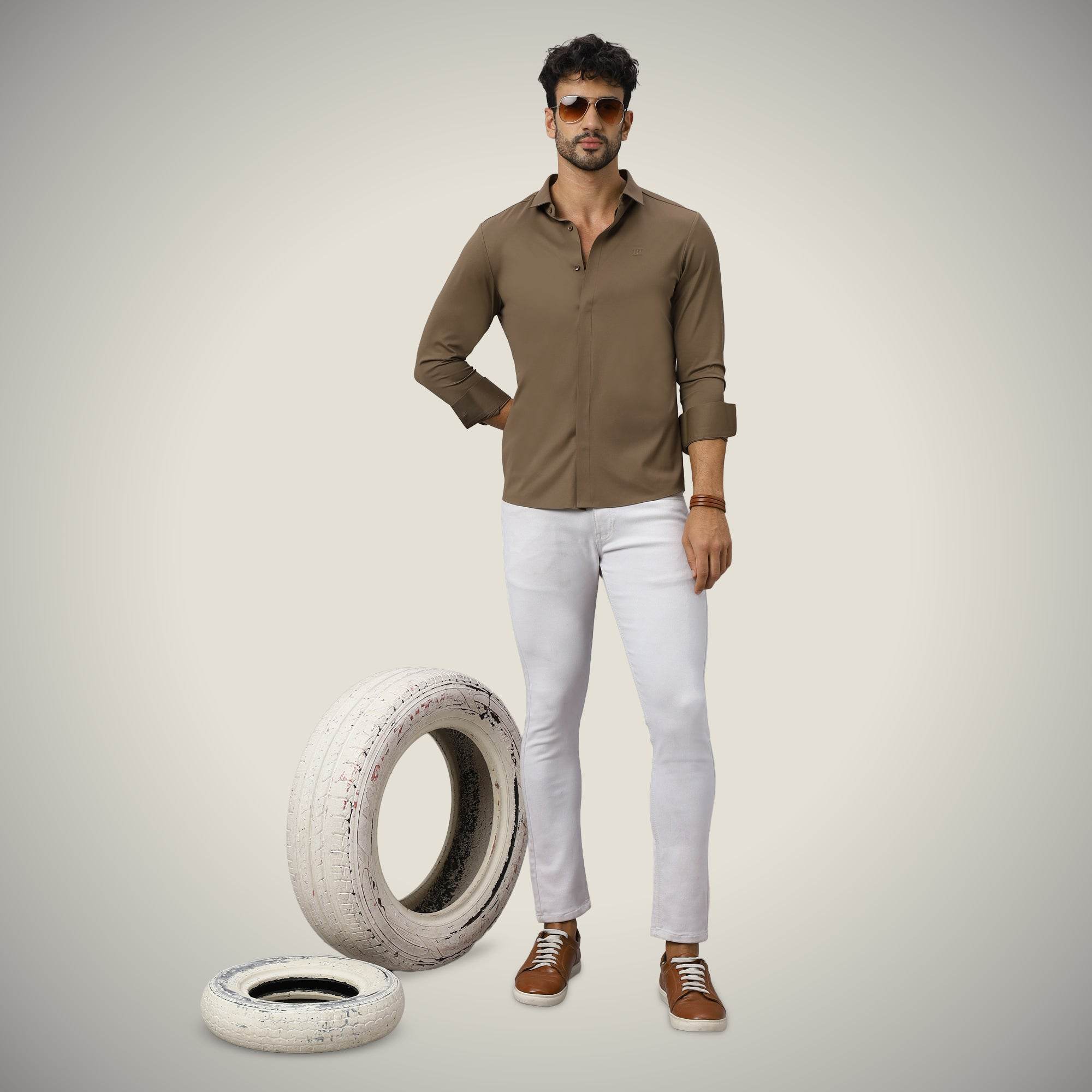 Hektor -Premium-Bonded- Hidden Button Shirt - Long Sleeve - Twill -Mens