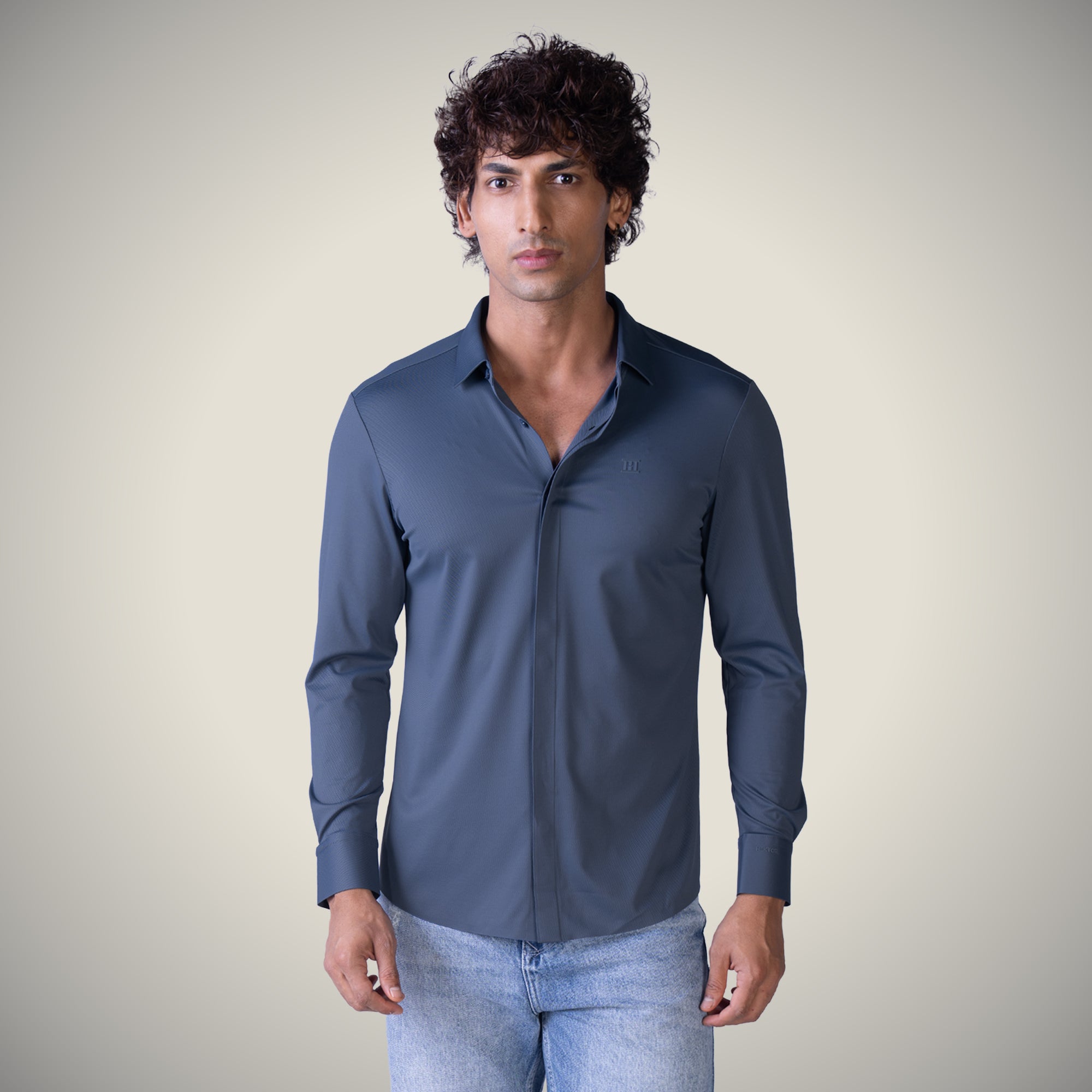 Hidden Button Shirt - Long Sleeve - Twill
