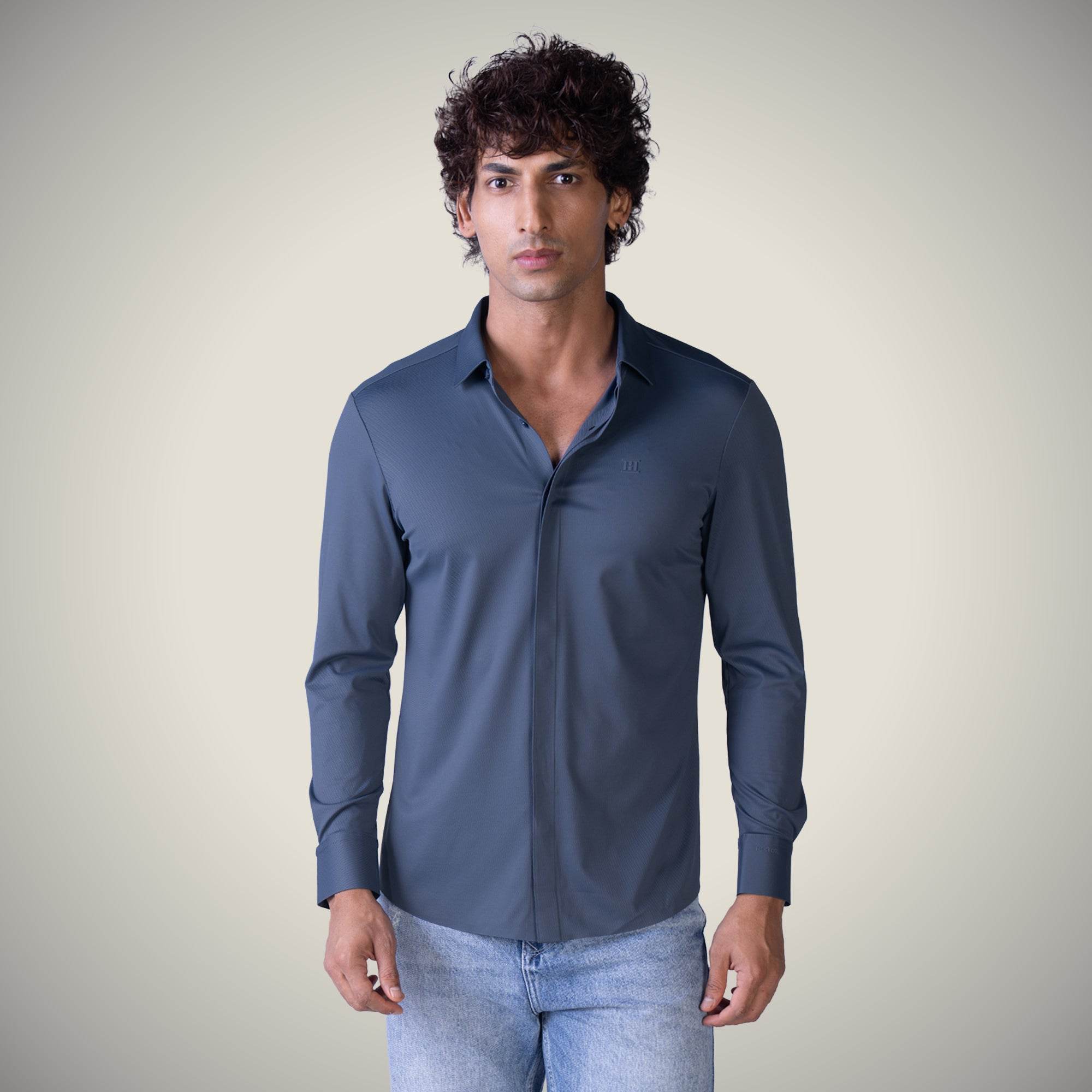 Hektor -Premium-Bonded- Hidden Button Shirt - Long Sleeve - Twill -Mens