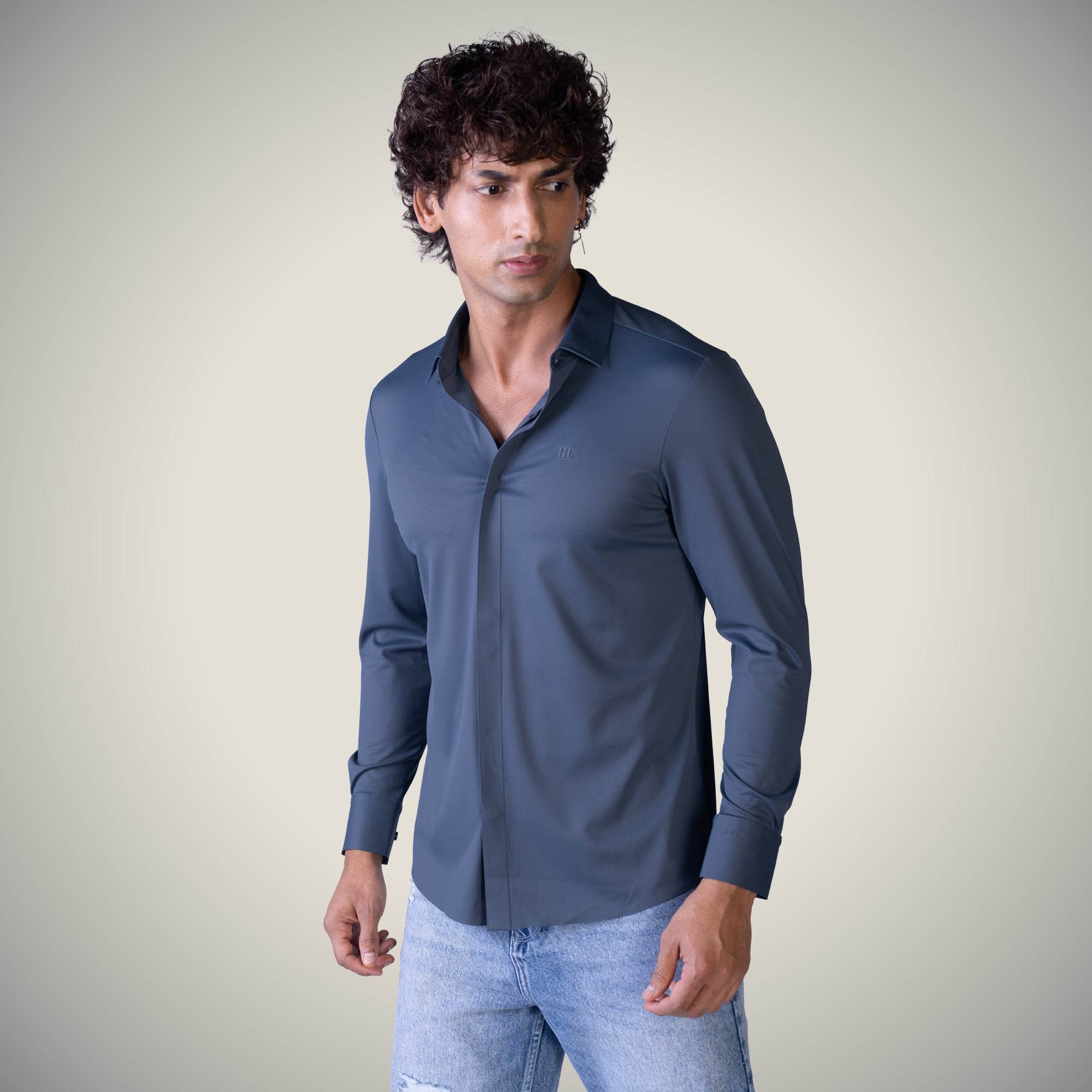 Hektor -Premium-Bonded- Hidden Button Shirt - Long Sleeve - Twill -Mens