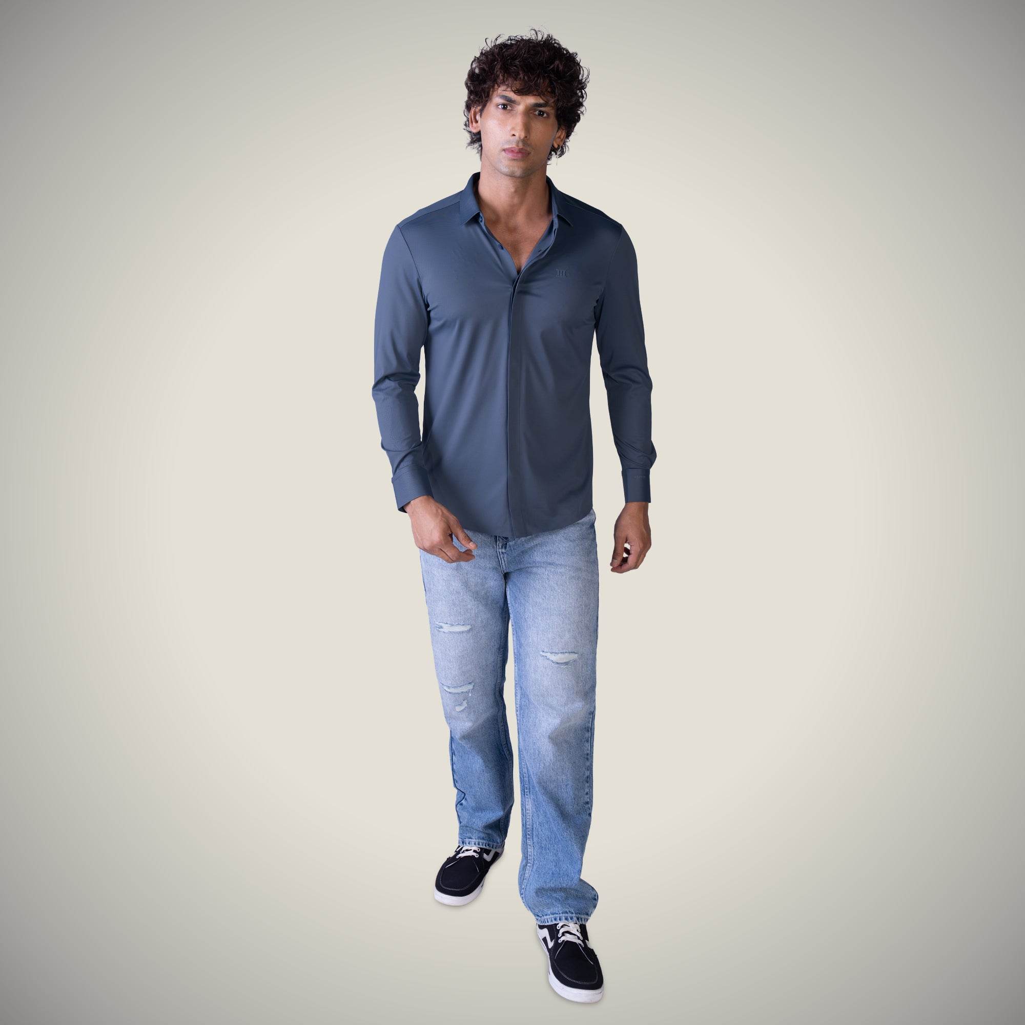 Hektor -Premium-Bonded- Hidden Button Shirt - Long Sleeve - Twill -Mens