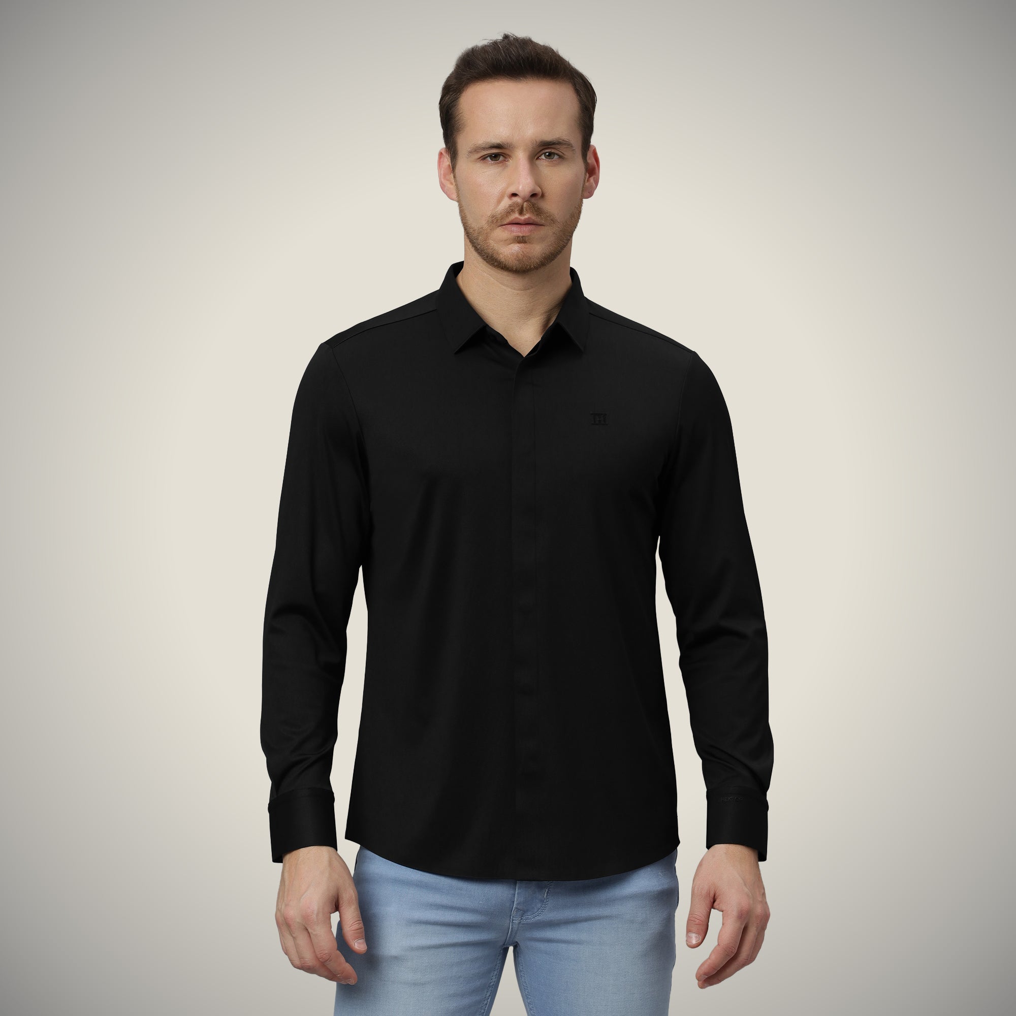 Hidden Button Shirt - Long Sleeve - Twill
