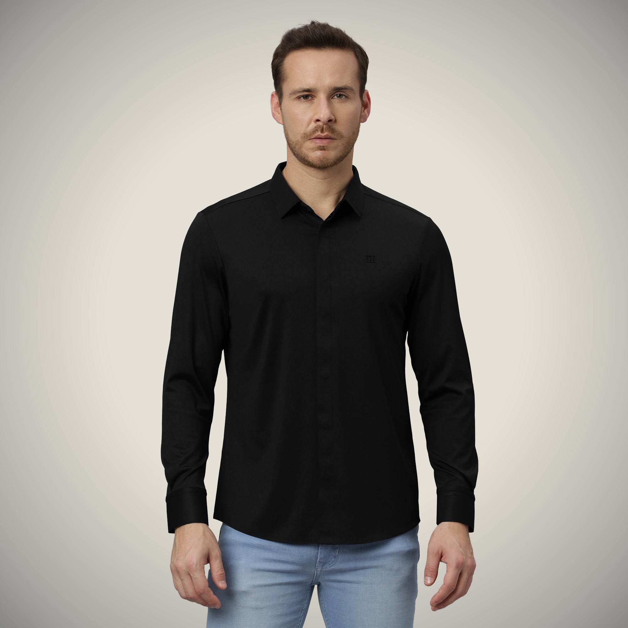 Hektor -Premium-Bonded- Hidden Button Shirt - Long Sleeve - Twill -Mens