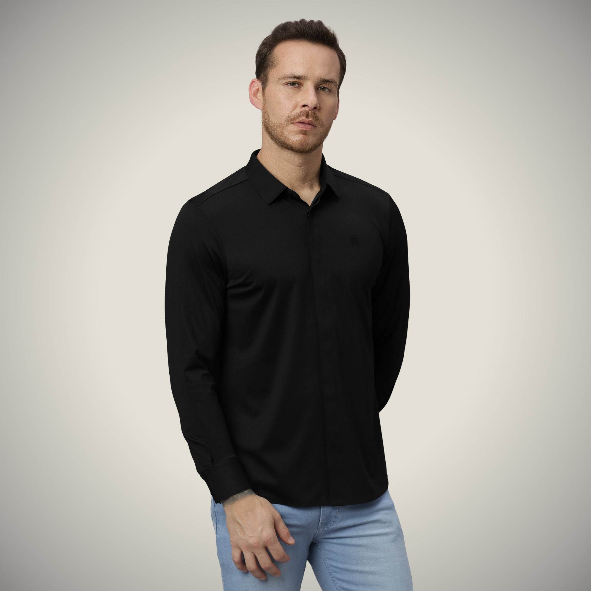 Hektor -Premium-Bonded- Hidden Button Shirt - Long Sleeve - Twill -Mens