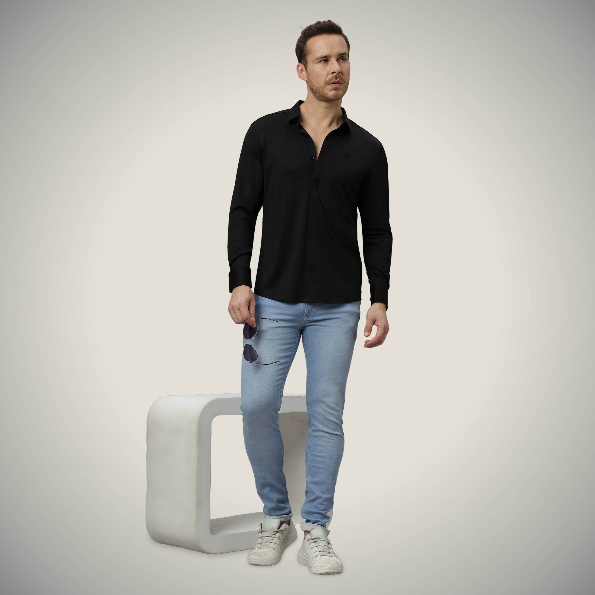 Hektor -Premium-Bonded- Hidden Button Shirt - Long Sleeve - Twill -Mens