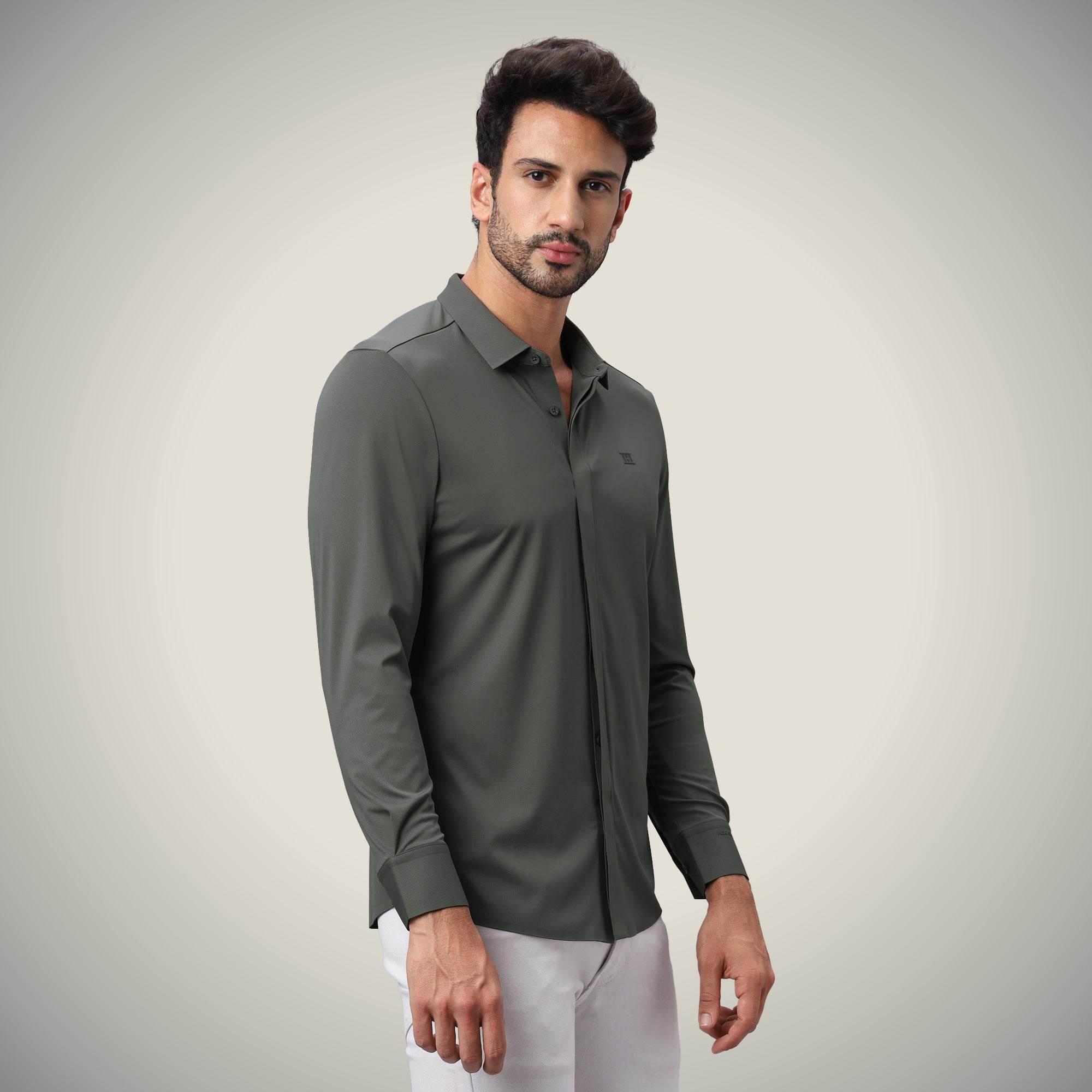 Hektor -Premium-Bonded- Hidden Button Shirt - Long Sleeve - Twill -Mens