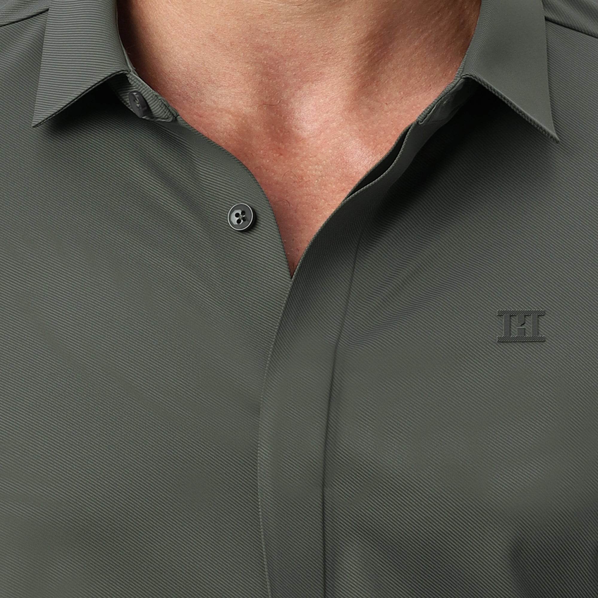 Hektor -Premium-Bonded- Hidden Button Shirt - Long Sleeve - Twill -Mens