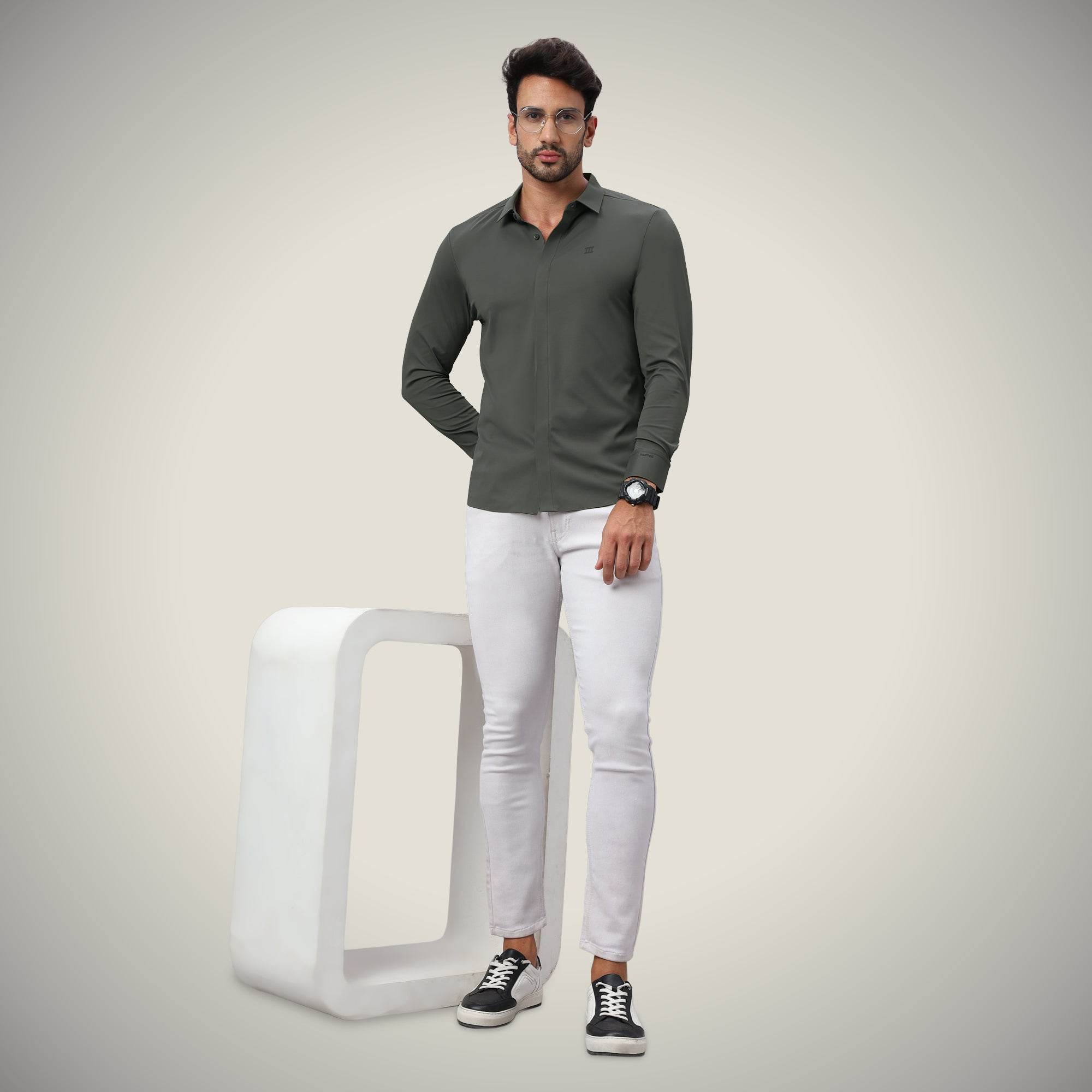 Hektor -Premium-Bonded- Hidden Button Shirt - Long Sleeve - Twill -Mens