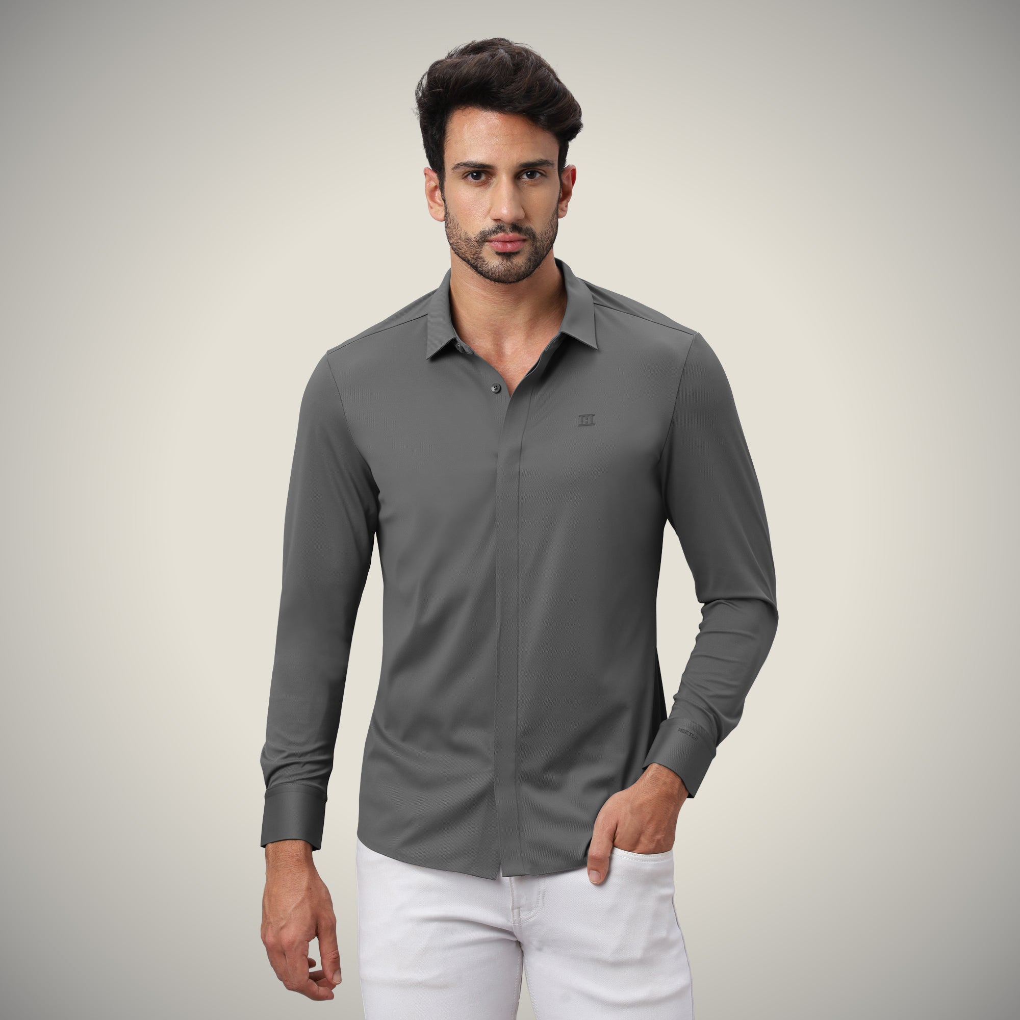 Hidden Button Shirt - Long Sleeve - Twill