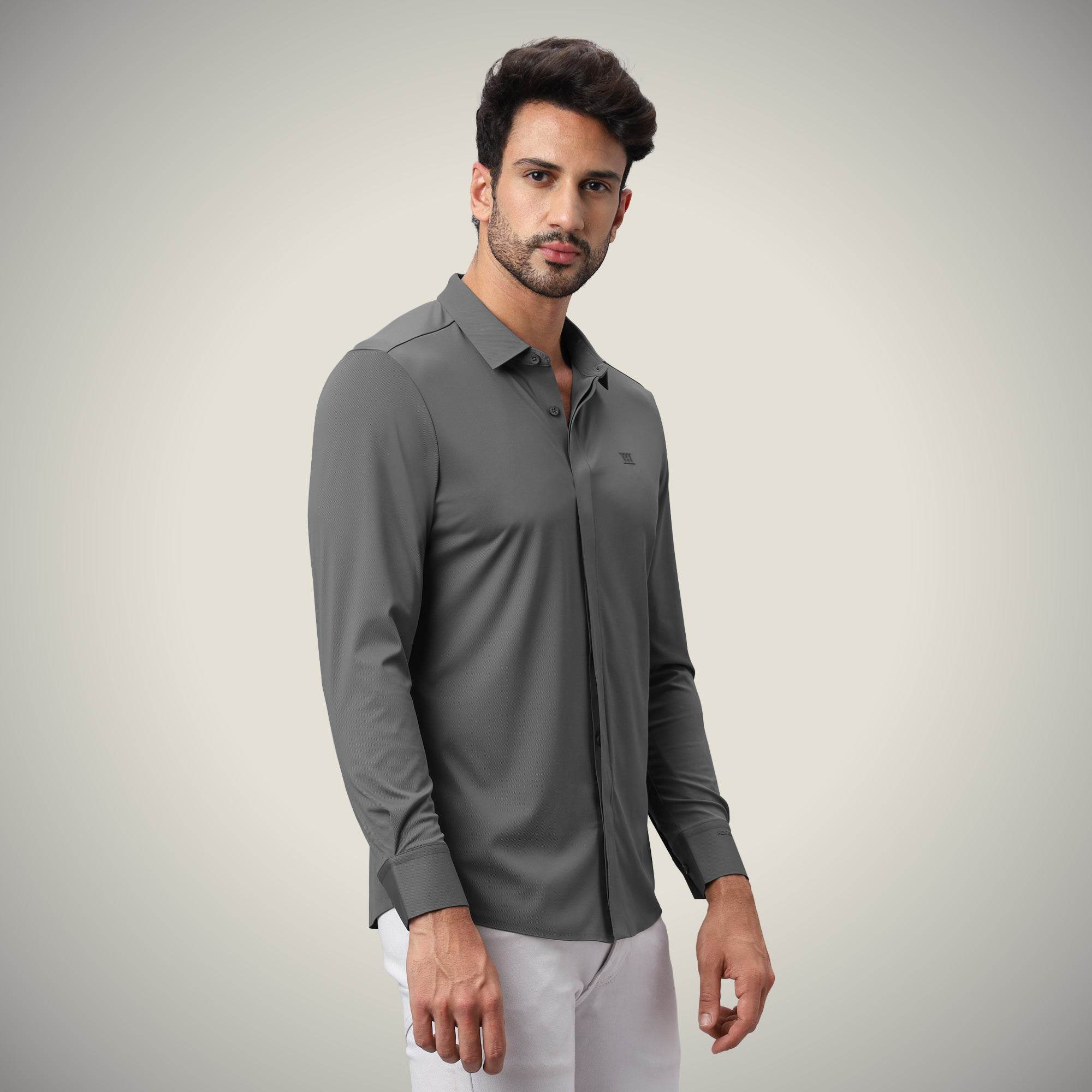 Hektor -Premium-Bonded- Hidden Button Shirt - Long Sleeve - Twill -Mens