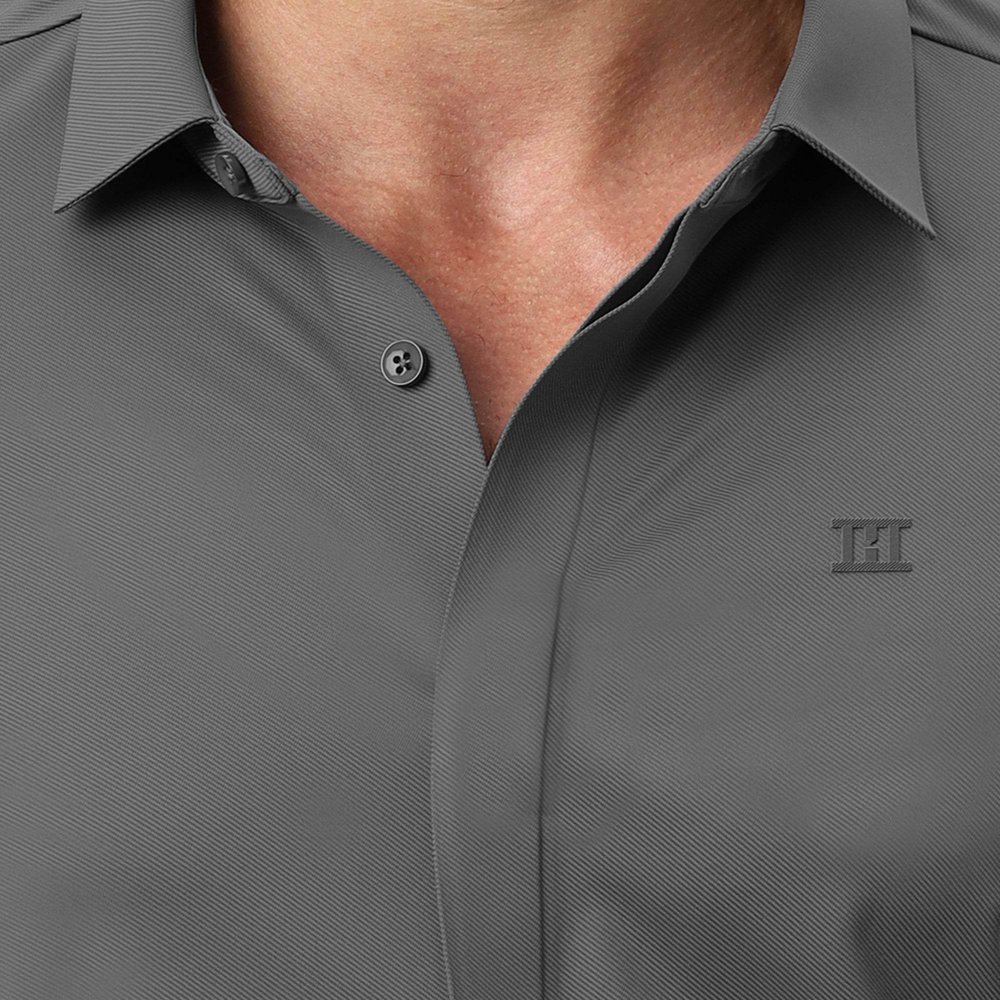 Hektor -Premium-Bonded- Hidden Button Shirt - Long Sleeve - Twill -Mens