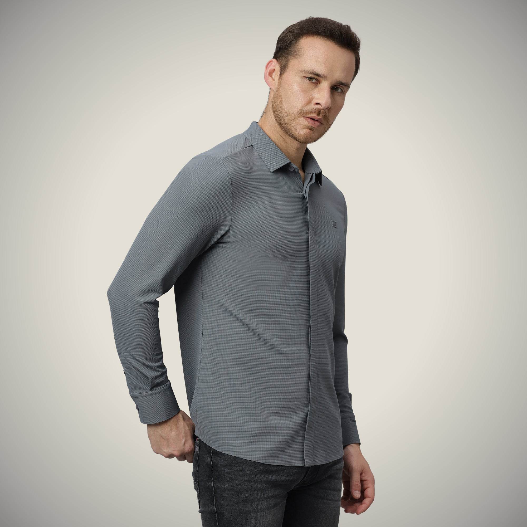 Hektor -Premium-Bonded- Hidden Button Shirt - Long Sleeve - Bubble Checks -Mens