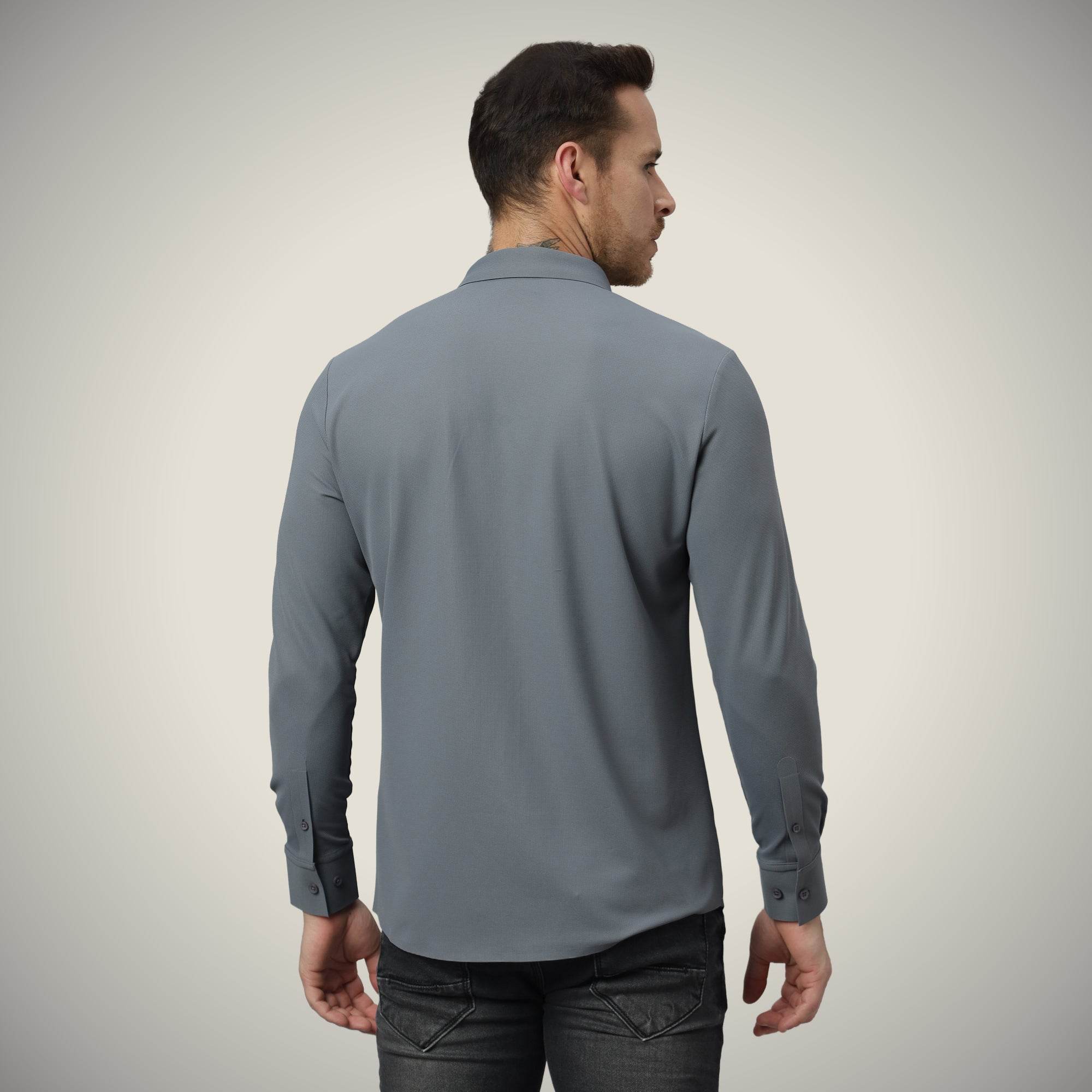 Hektor -Premium-Bonded- Hidden Button Shirt - Long Sleeve - Bubble Checks -Mens