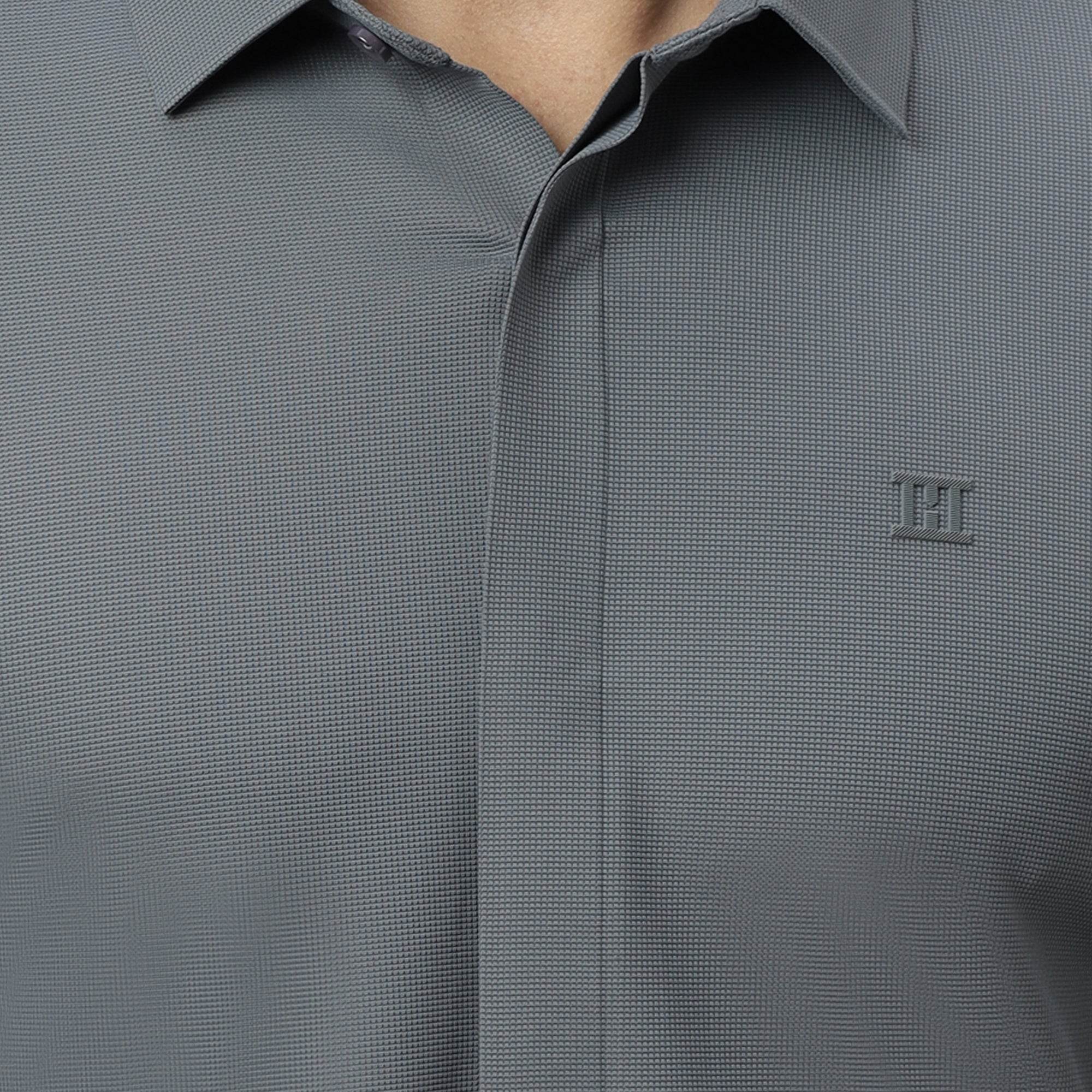 Hektor -Premium-Bonded- Hidden Button Shirt - Long Sleeve - Bubble Checks -Mens