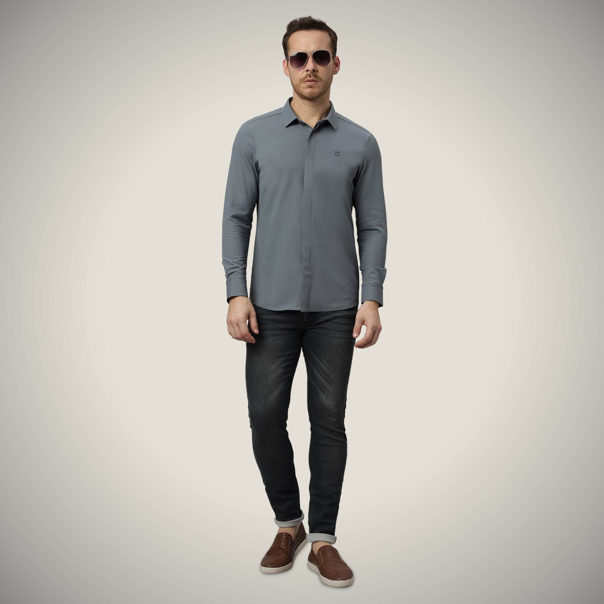 Hektor -Premium-Bonded- Hidden Button Shirt - Long Sleeve - Bubble Checks -Mens