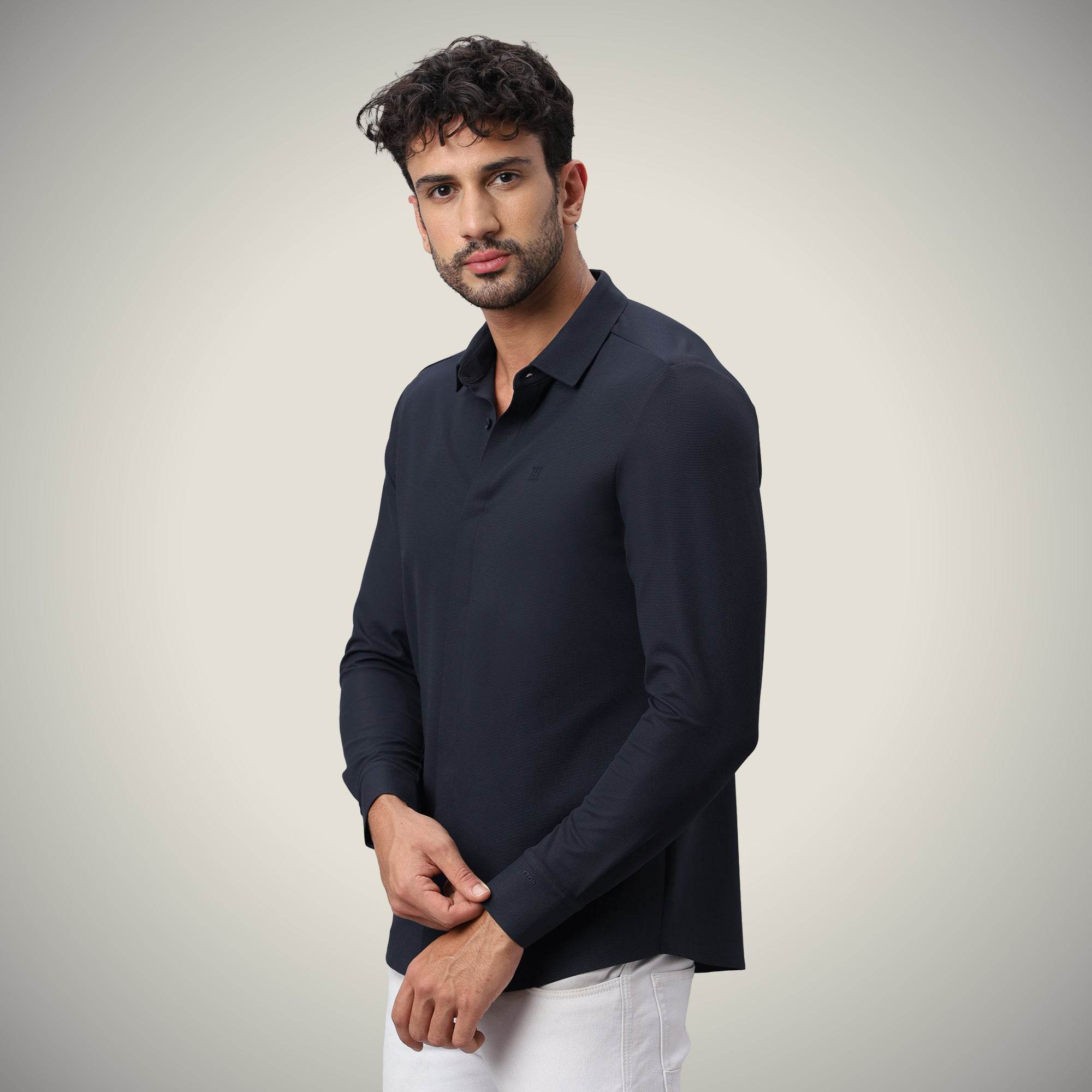 Hektor -Premium-Bonded- Hidden Button Shirt - Long Sleeve - Bubble Checks -Mens