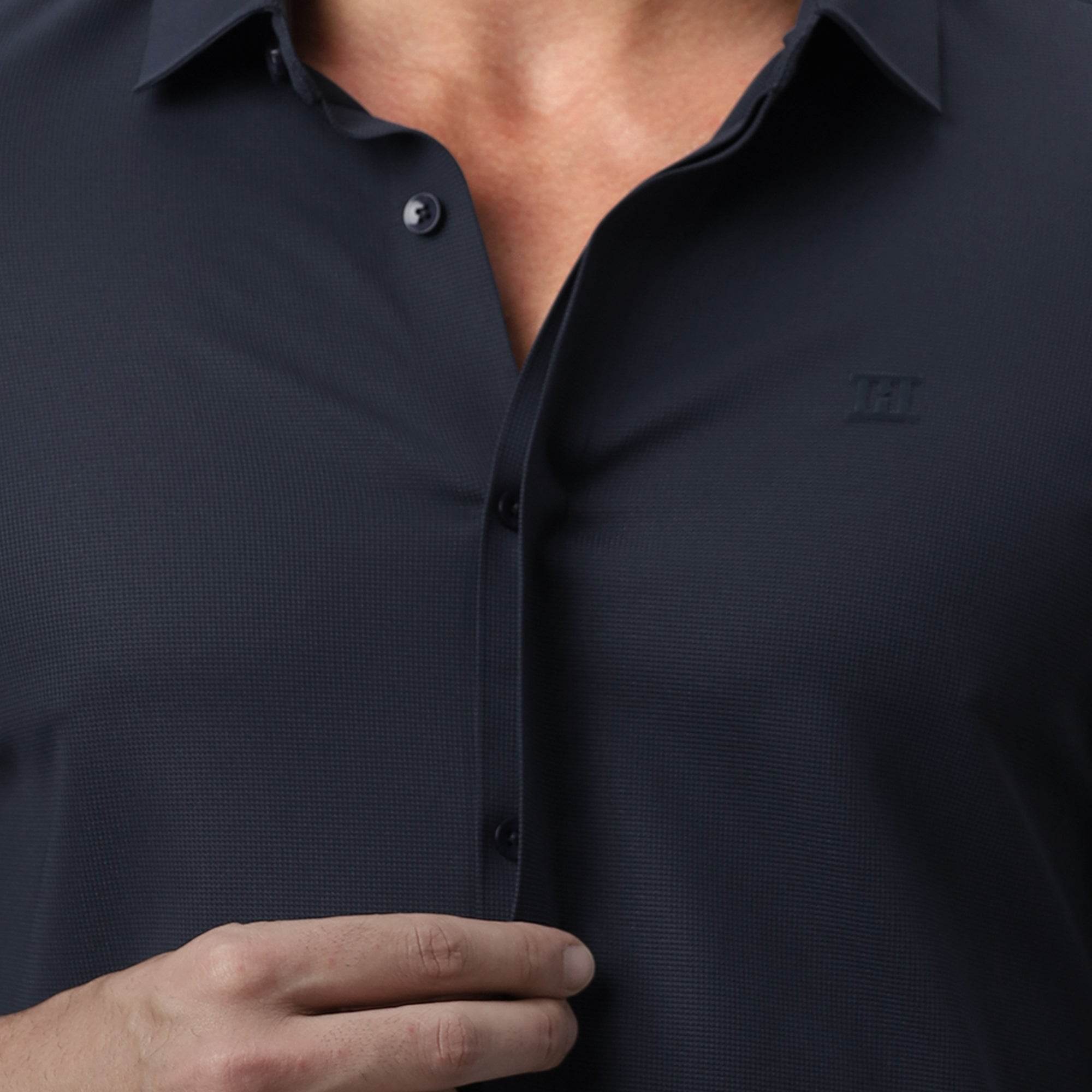 Hektor -Premium-Bonded- Hidden Button Shirt - Long Sleeve - Bubble Checks -Mens