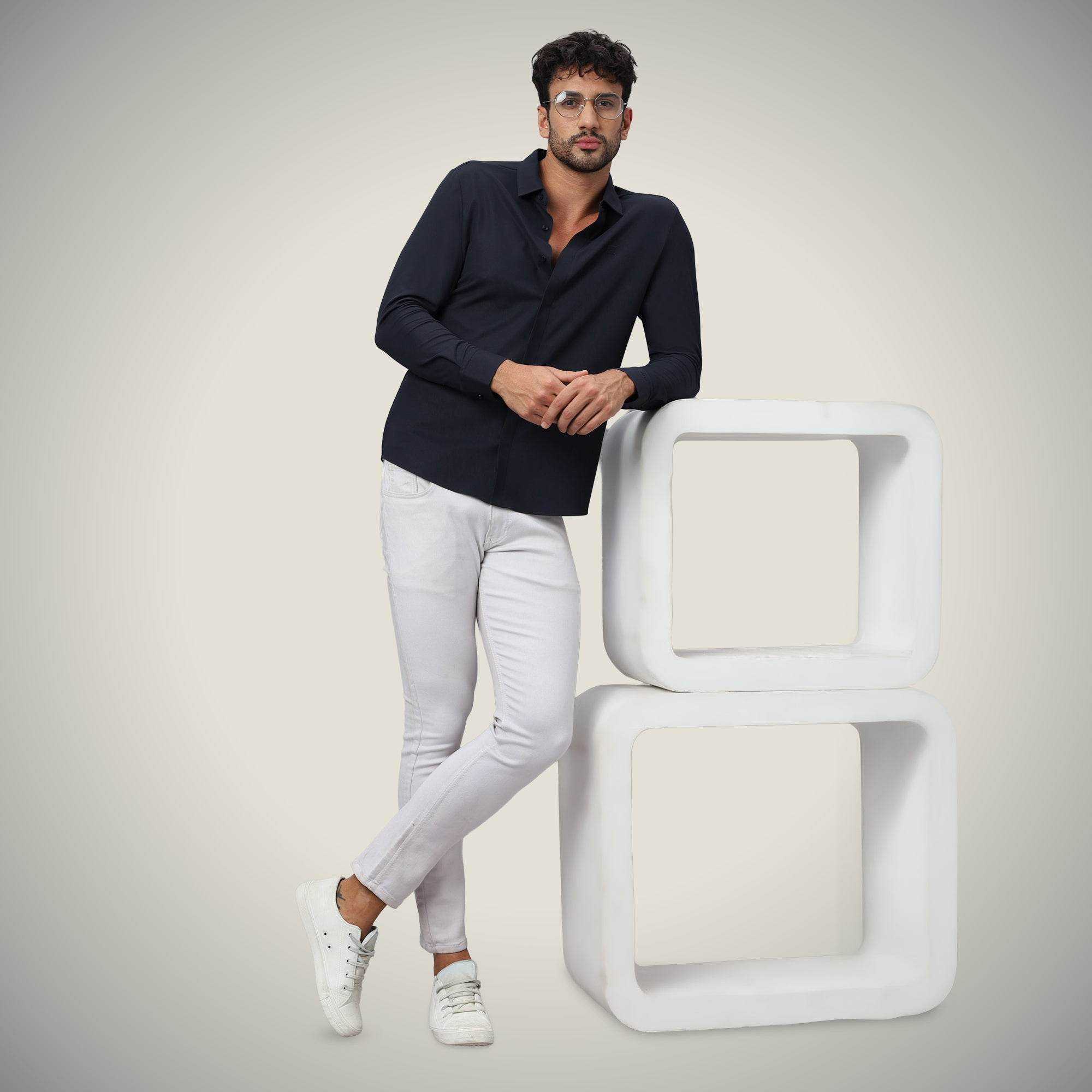 Hektor -Premium-Bonded- Hidden Button Shirt - Long Sleeve - Bubble Checks -Mens