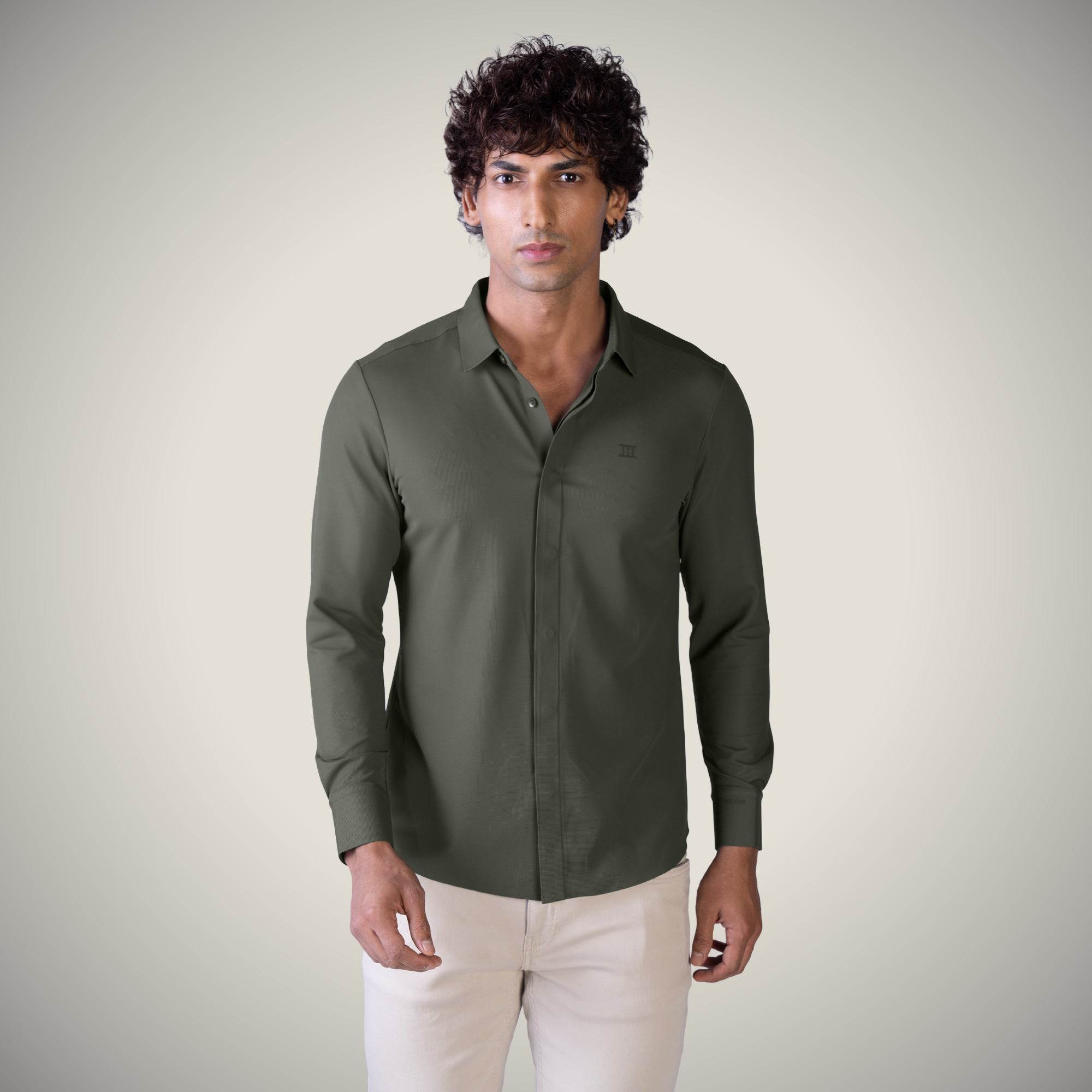 Hektor -Premium-Bonded- Hidden Button Shirt - Long Sleeve - Bubble Checks -Mens