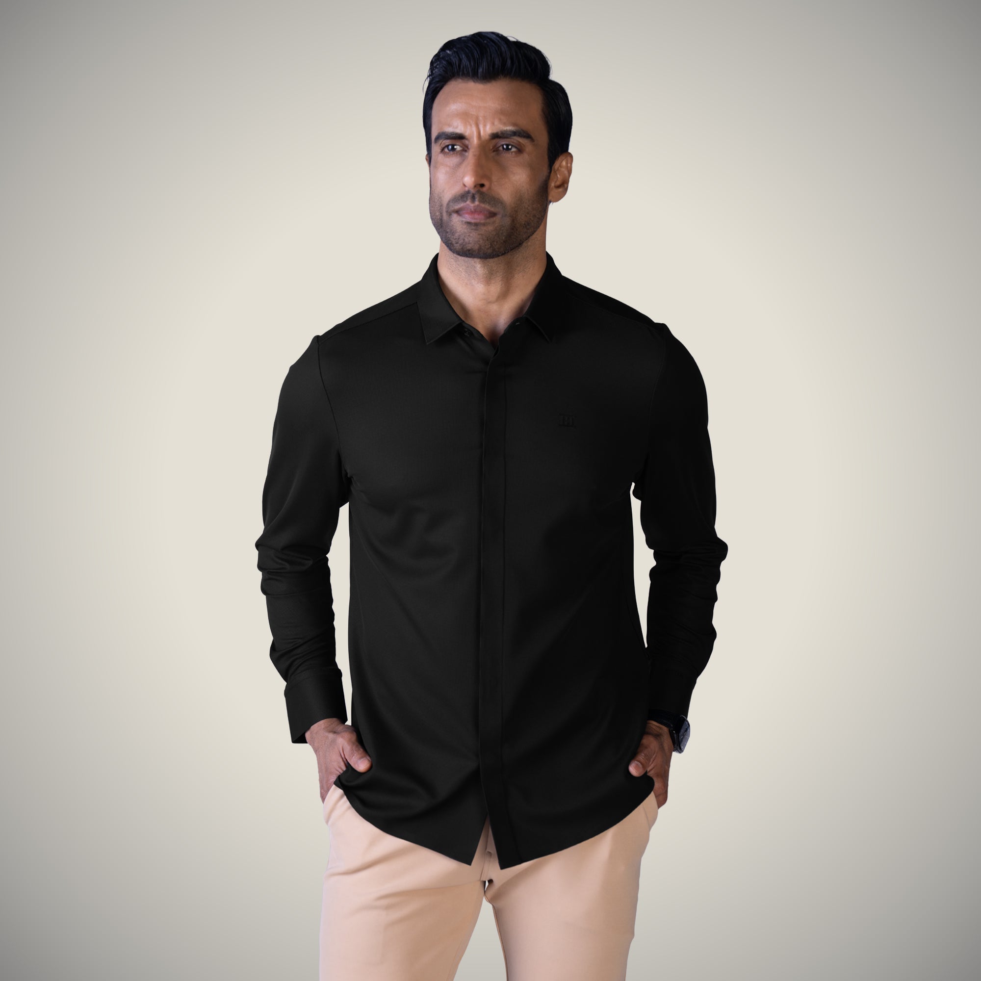 Hidden Button Shirt - Long Sleeve - Bubble Checks