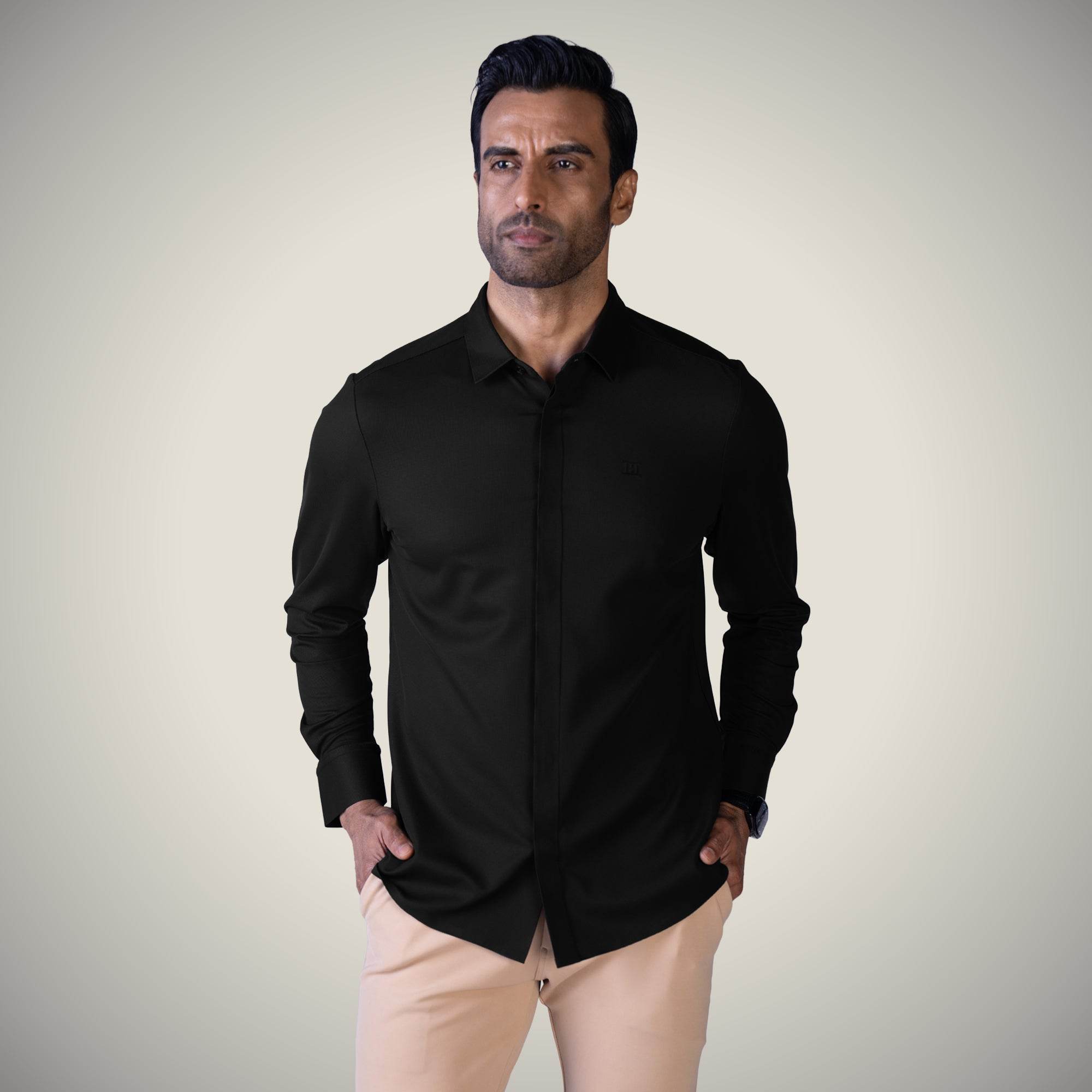Hektor -Premium-Bonded- Hidden Button Shirt - Long Sleeve - Bubble Checks -Mens