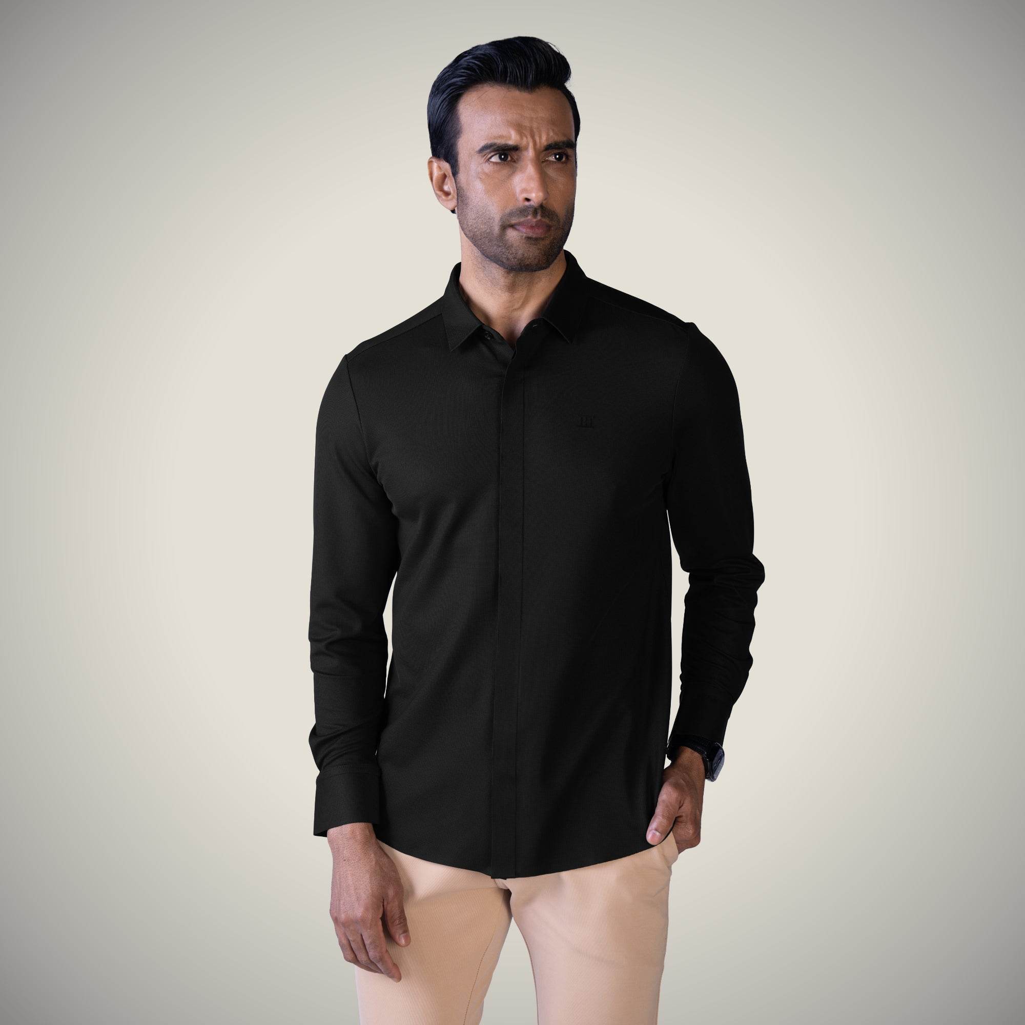 Hektor -Premium-Bonded- Hidden Button Shirt - Long Sleeve - Bubble Checks -Mens