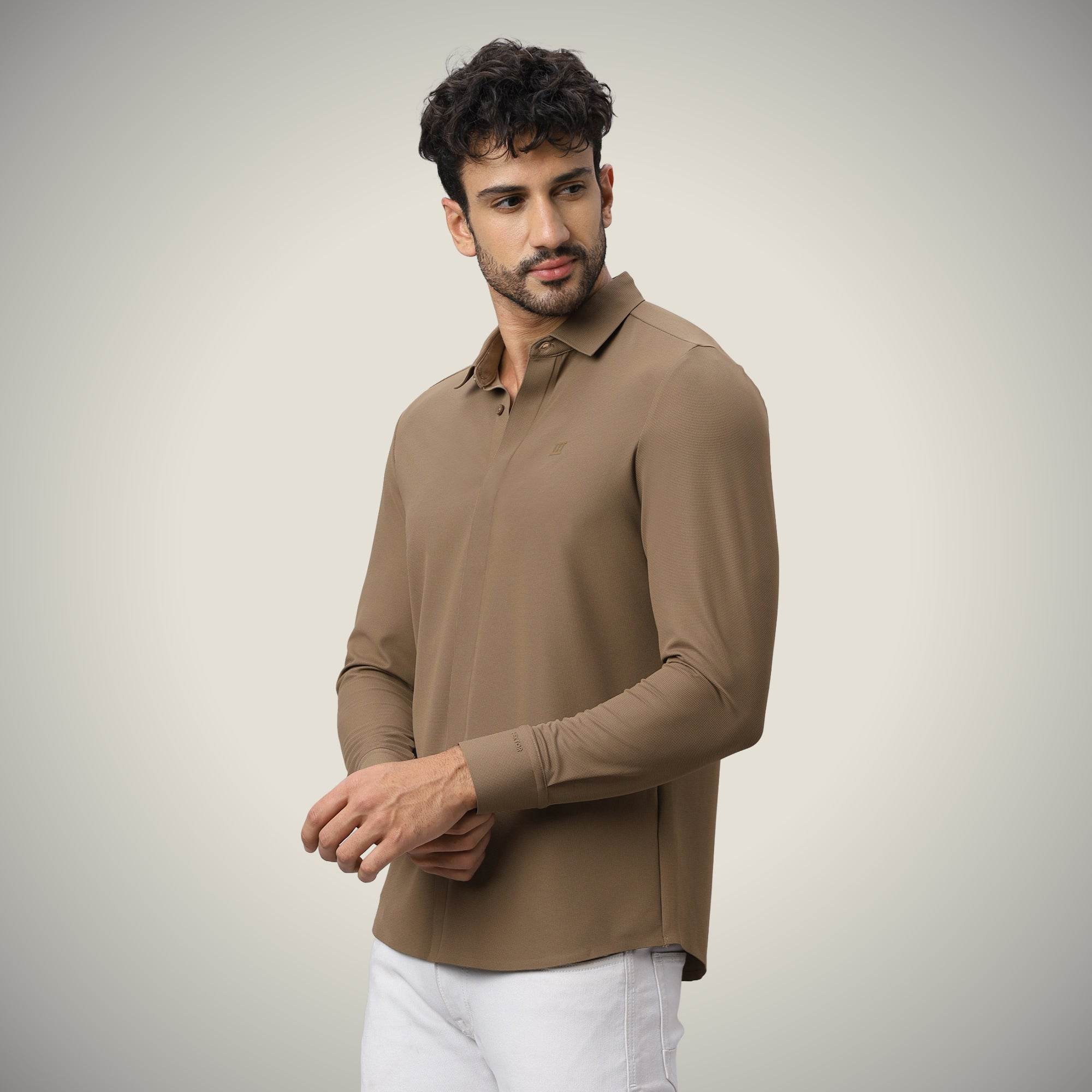 Hektor -Premium-Bonded- Hidden Button Shirt - Long Sleeve - Bubble Checks -Mens