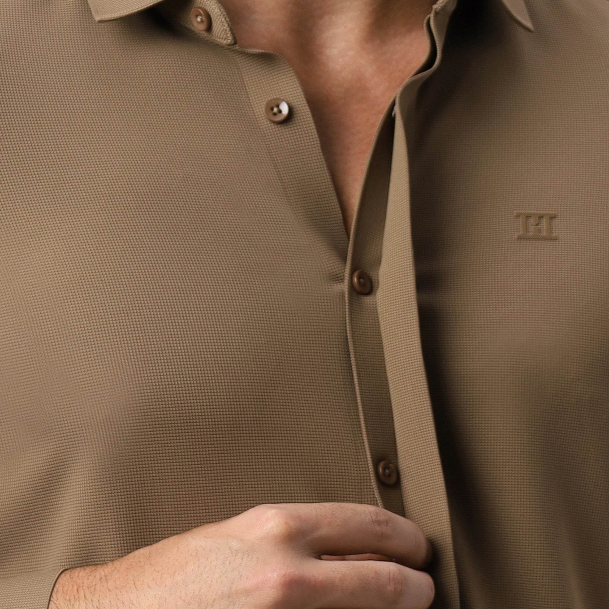 Hektor -Premium-Bonded- Hidden Button Shirt - Long Sleeve - Bubble Checks -Mens