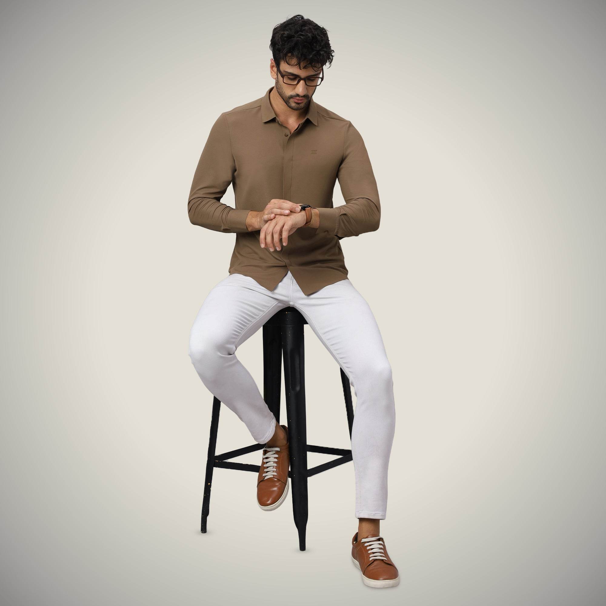 Hektor -Premium-Bonded- Hidden Button Shirt - Long Sleeve - Bubble Checks -Mens