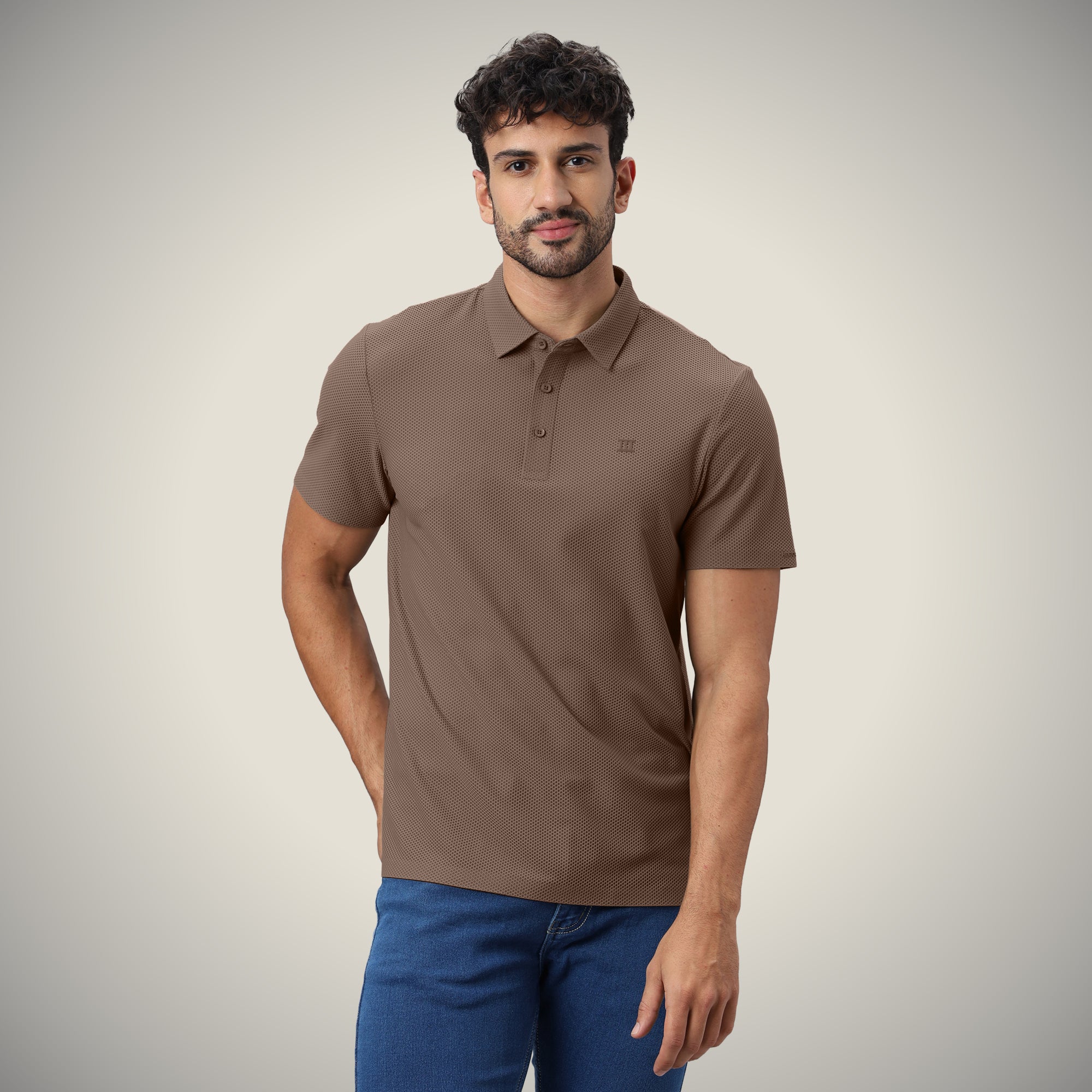 Hektor -Premium-Bonded- Open Button Polo - Bubble Jacquard -Mens