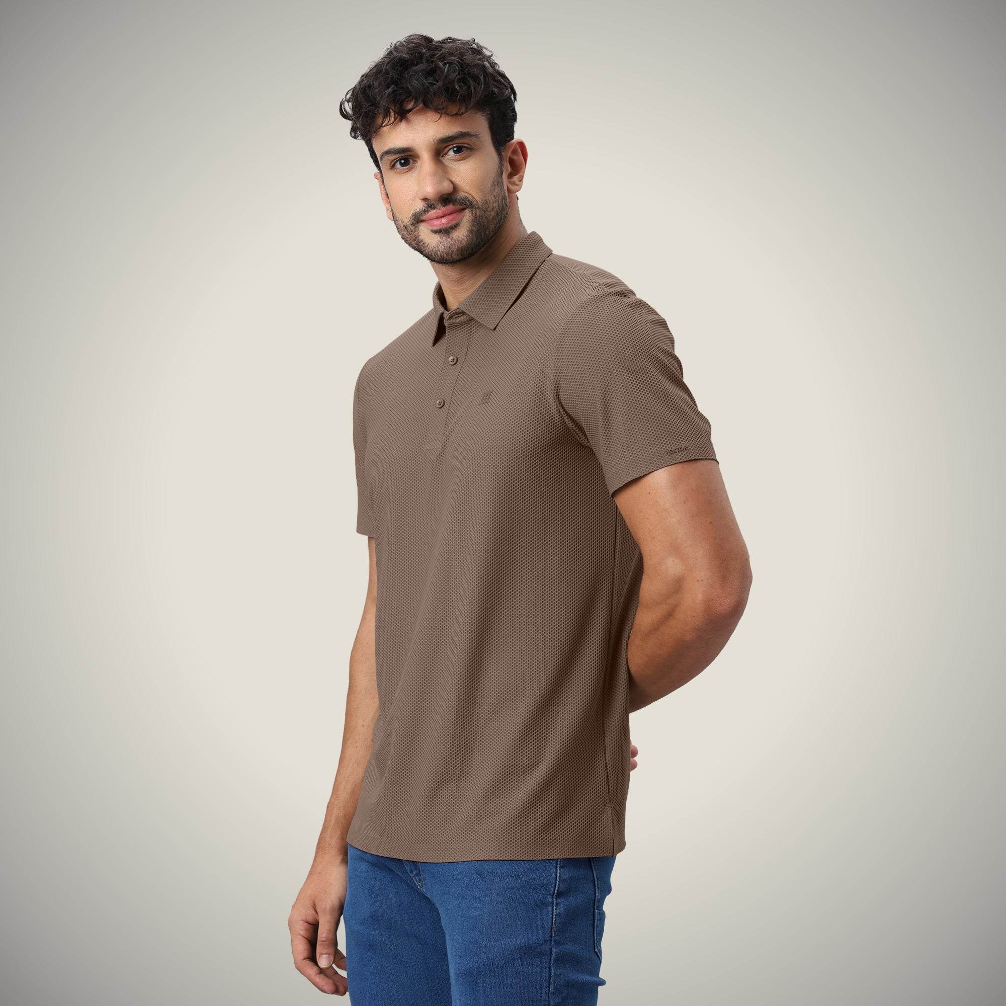 Hektor -Premium-Bonded- Open Button Polo - Bubble Jacquard -Mens