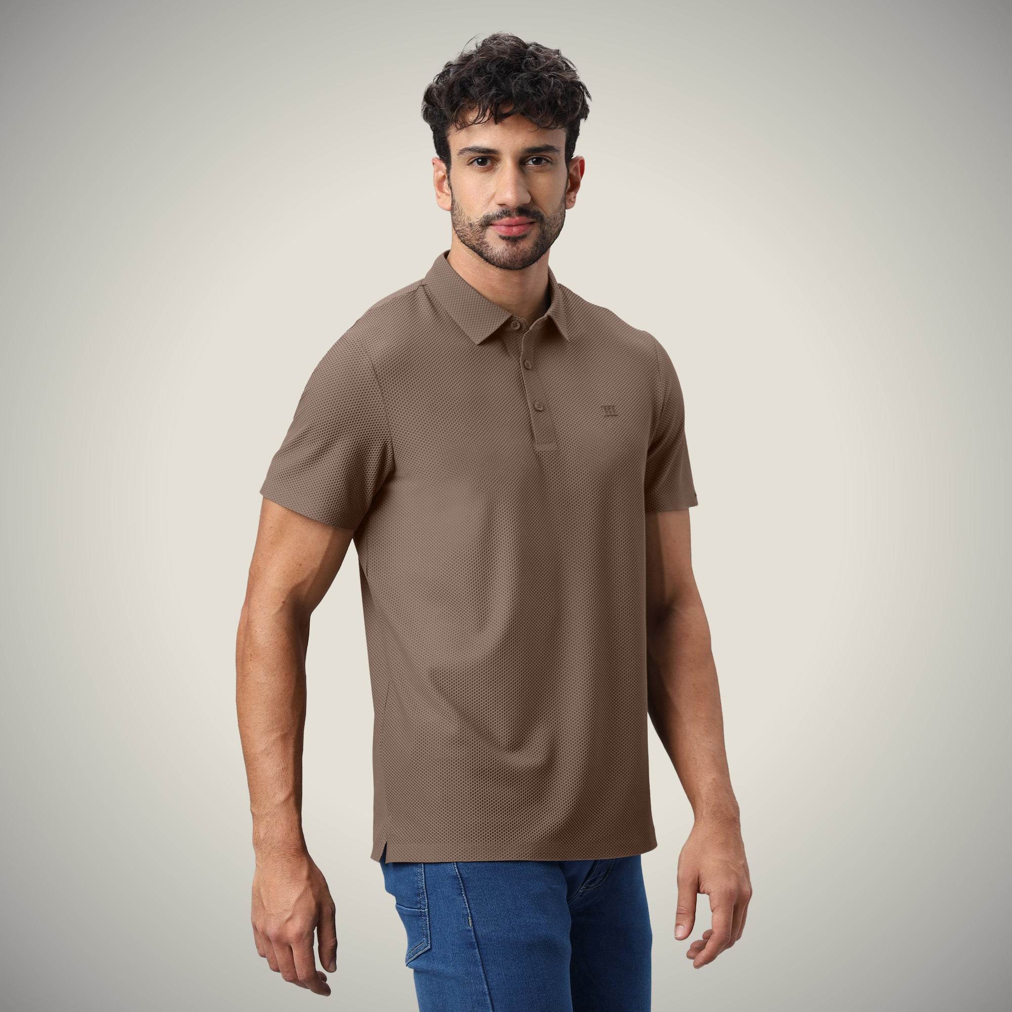 Hektor -Premium-Bonded- Open Button Polo - Bubble Jacquard -Mens