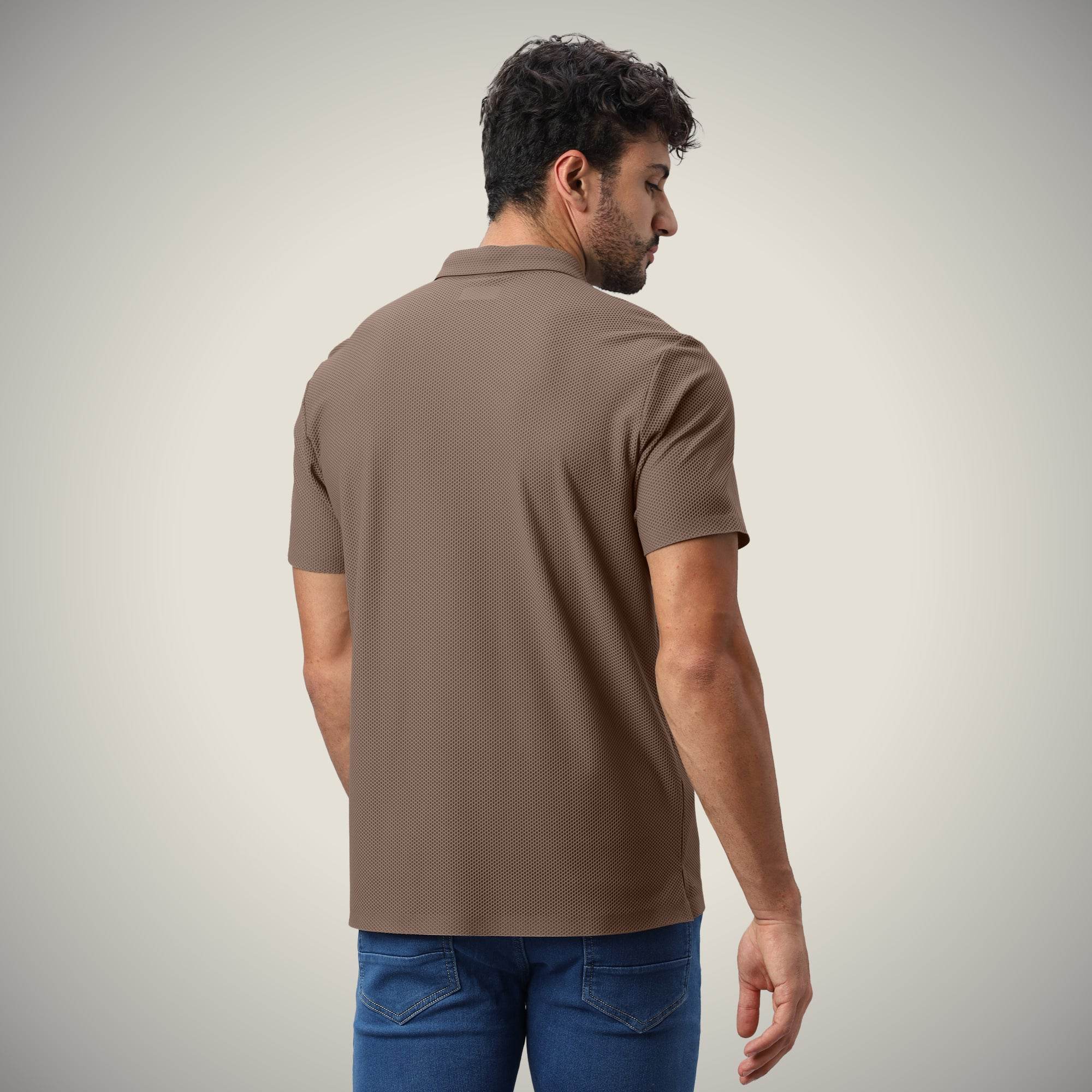 Hektor -Premium-Bonded- Open Button Polo - Bubble Jacquard -Mens