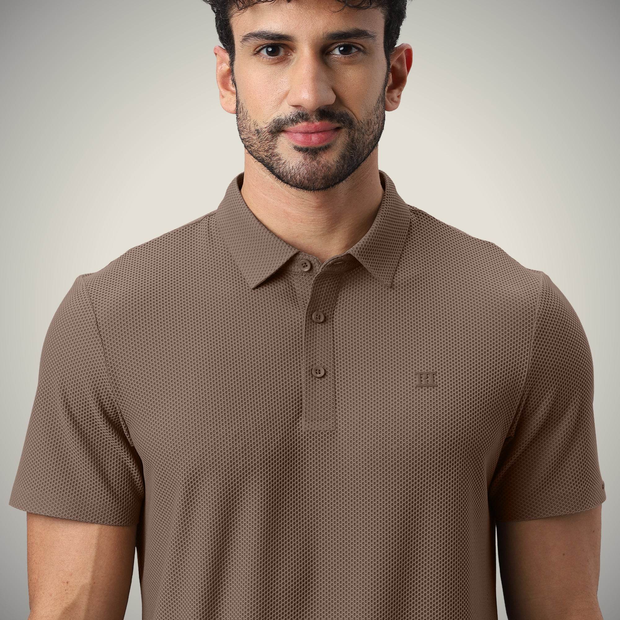Hektor -Premium-Bonded- Open Button Polo - Bubble Jacquard -Mens