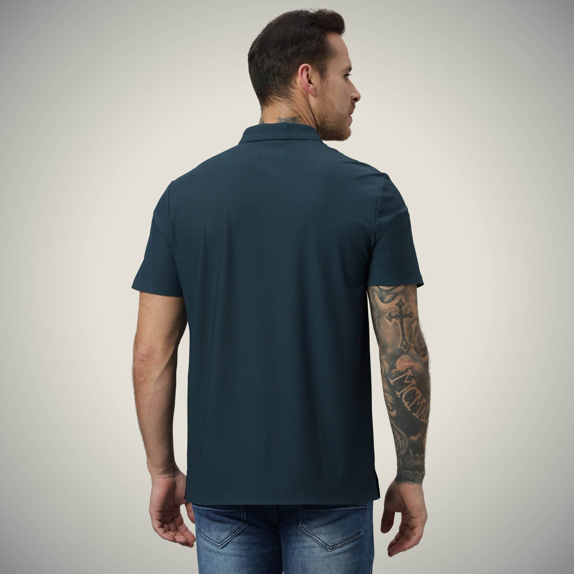 Hektor -Premium-Bonded- Open Button Polo - Bubble Jacquard -Mens