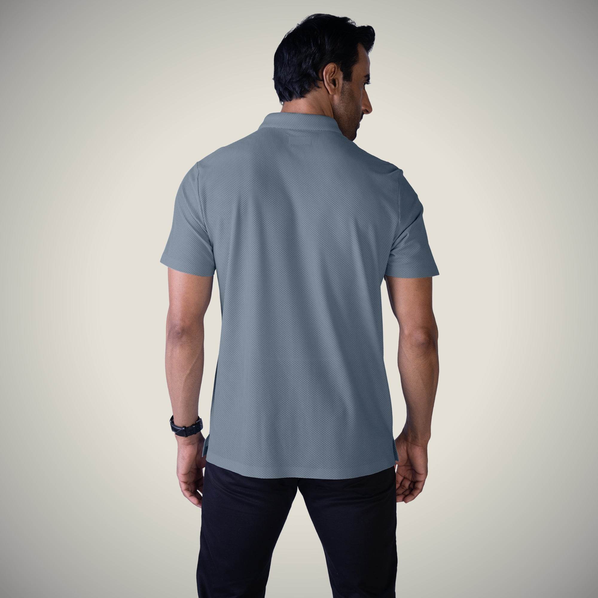 Hektor -Premium-Bonded- Open Button Polo - Bubble Jacquard -Mens