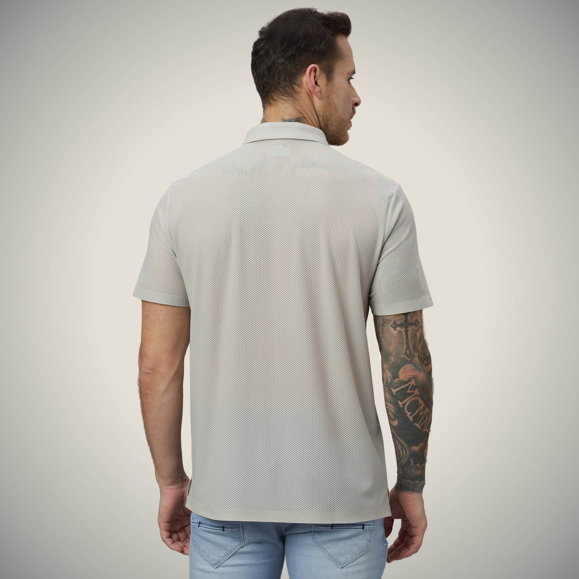 Hektor -Premium-Bonded- Open Button Polo - Bubble Jacquard -Mens