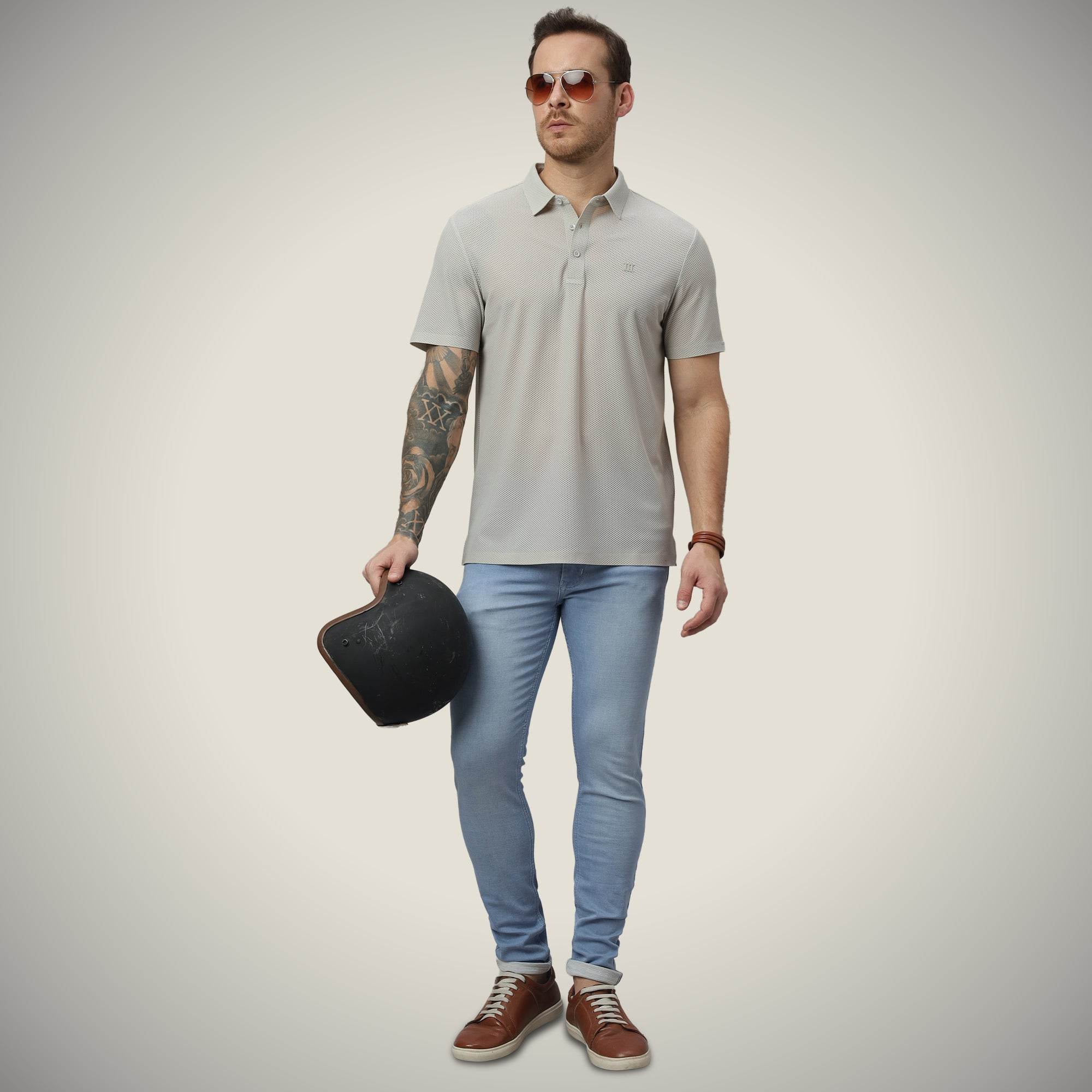 Hektor -Premium-Bonded- Open Button Polo - Bubble Jacquard -Mens