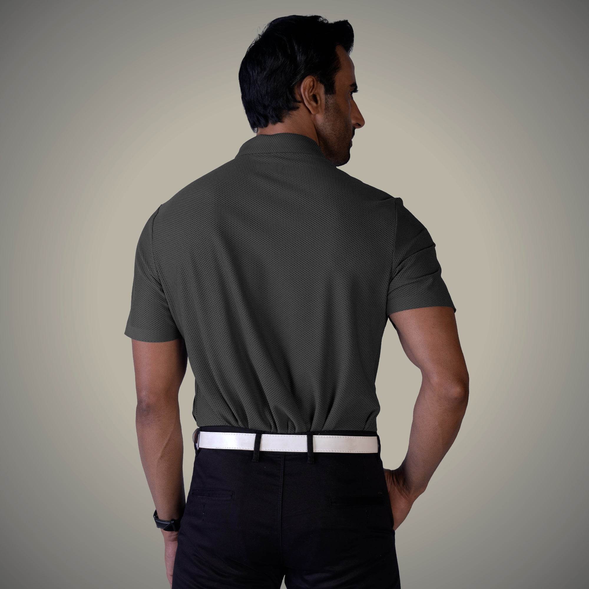 Hektor -Premium-Bonded- Open Button Polo - Bubble Jacquard -Mens