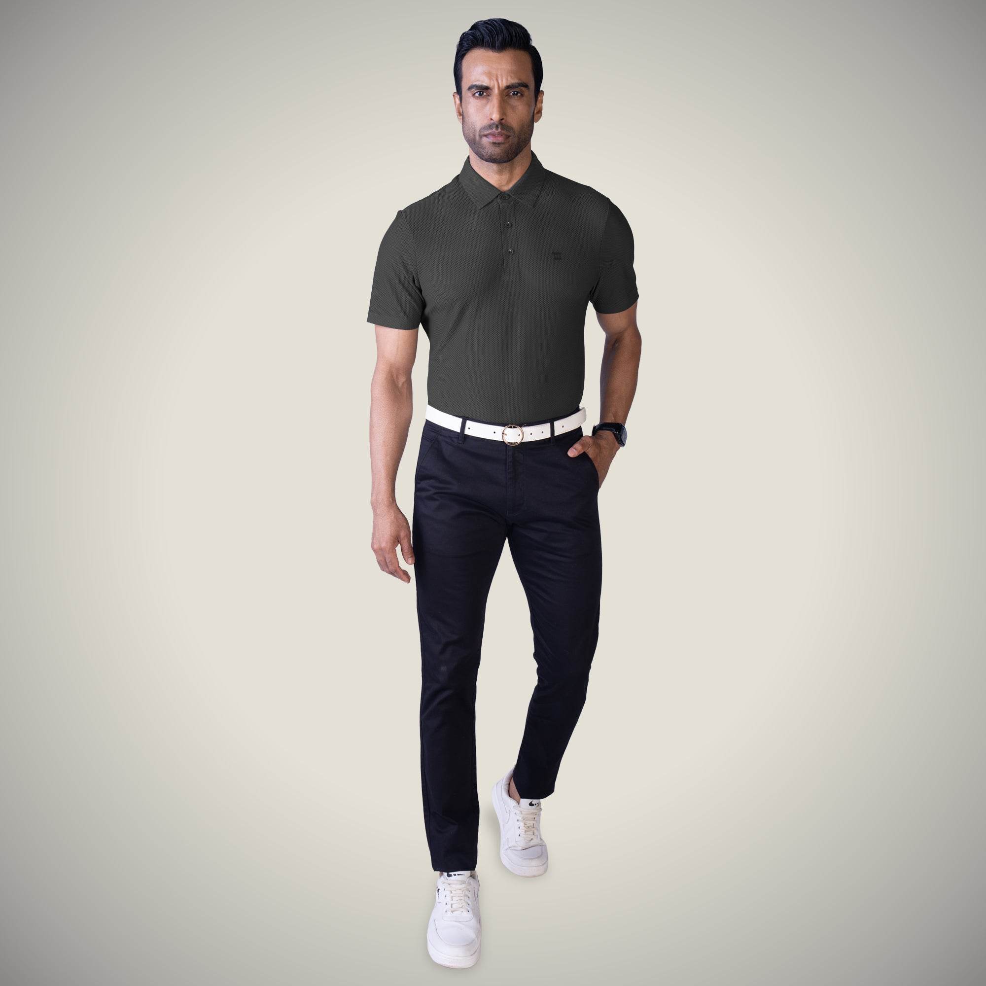 Hektor -Premium-Bonded- Open Button Polo - Bubble Jacquard -Mens